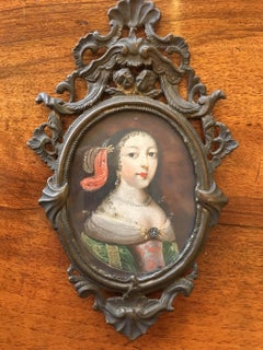 17th-18th Century Spanish Portrait Miniature, Noblewoman on Tortoiseshell