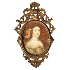 Miniatura di ritratto spagnolo del XVII-XVIII secolo, Nobildonna su tartaruga