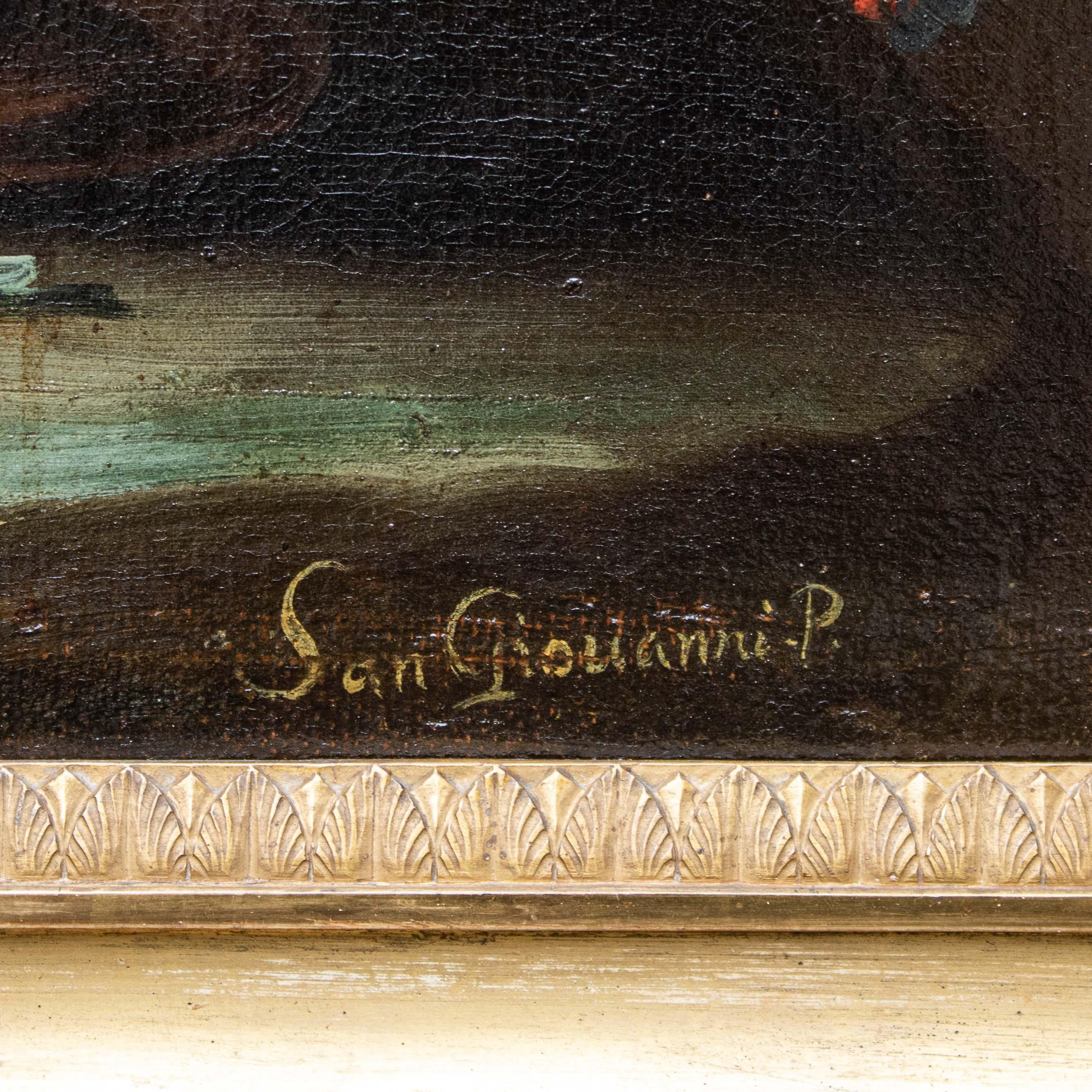 17th-18th Century Still Life with Vase of Flowers Painting Oil on Canvas 1