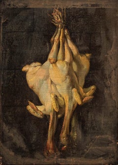17th-18th Century Turkeys Painting Oil on Canvas by Felice Boselli