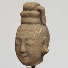 17th-18th Century Woman's Head, Carved in Sandstone