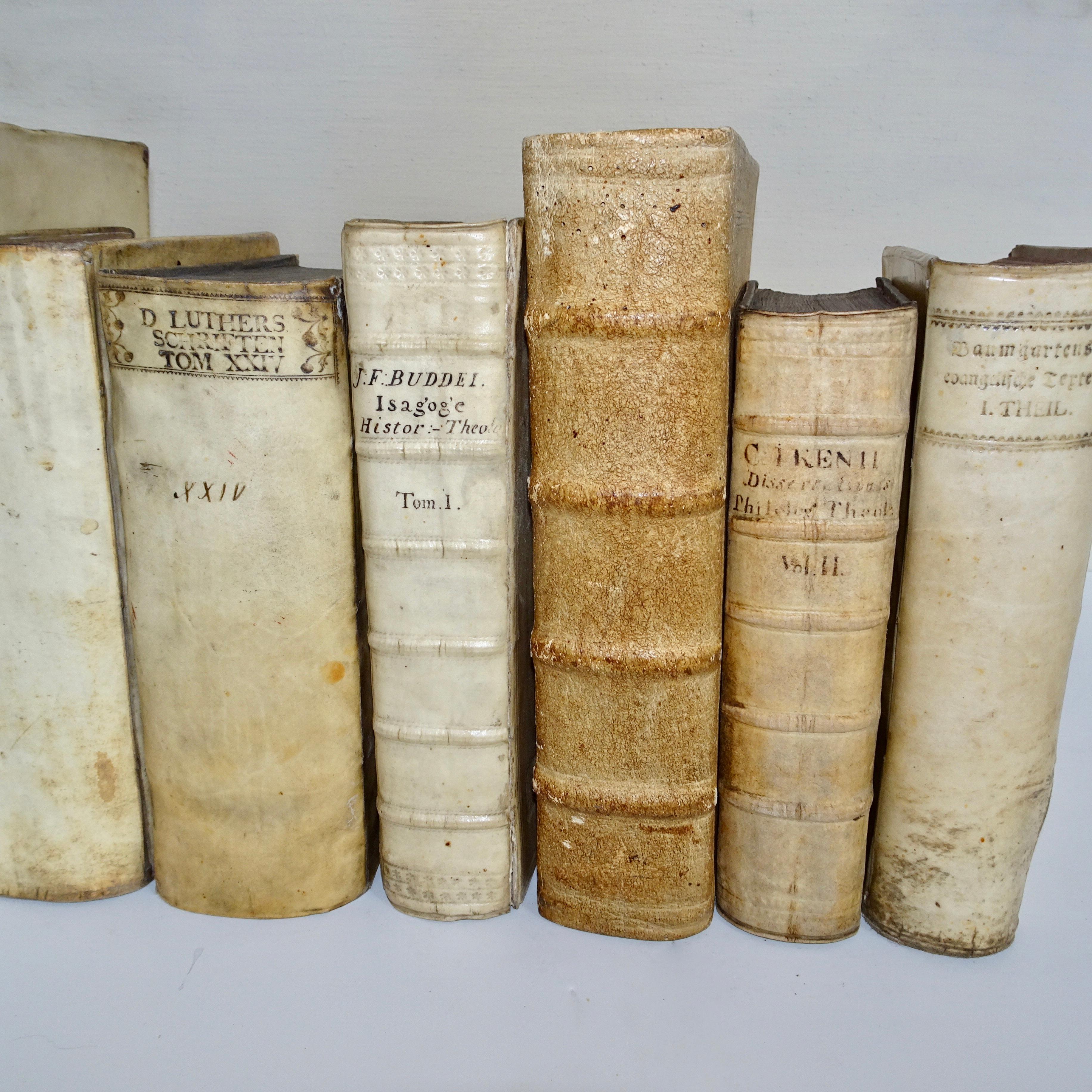 Animal Skin 17th and 18th Century Collection of Eight All Vellum Books  For Sale
