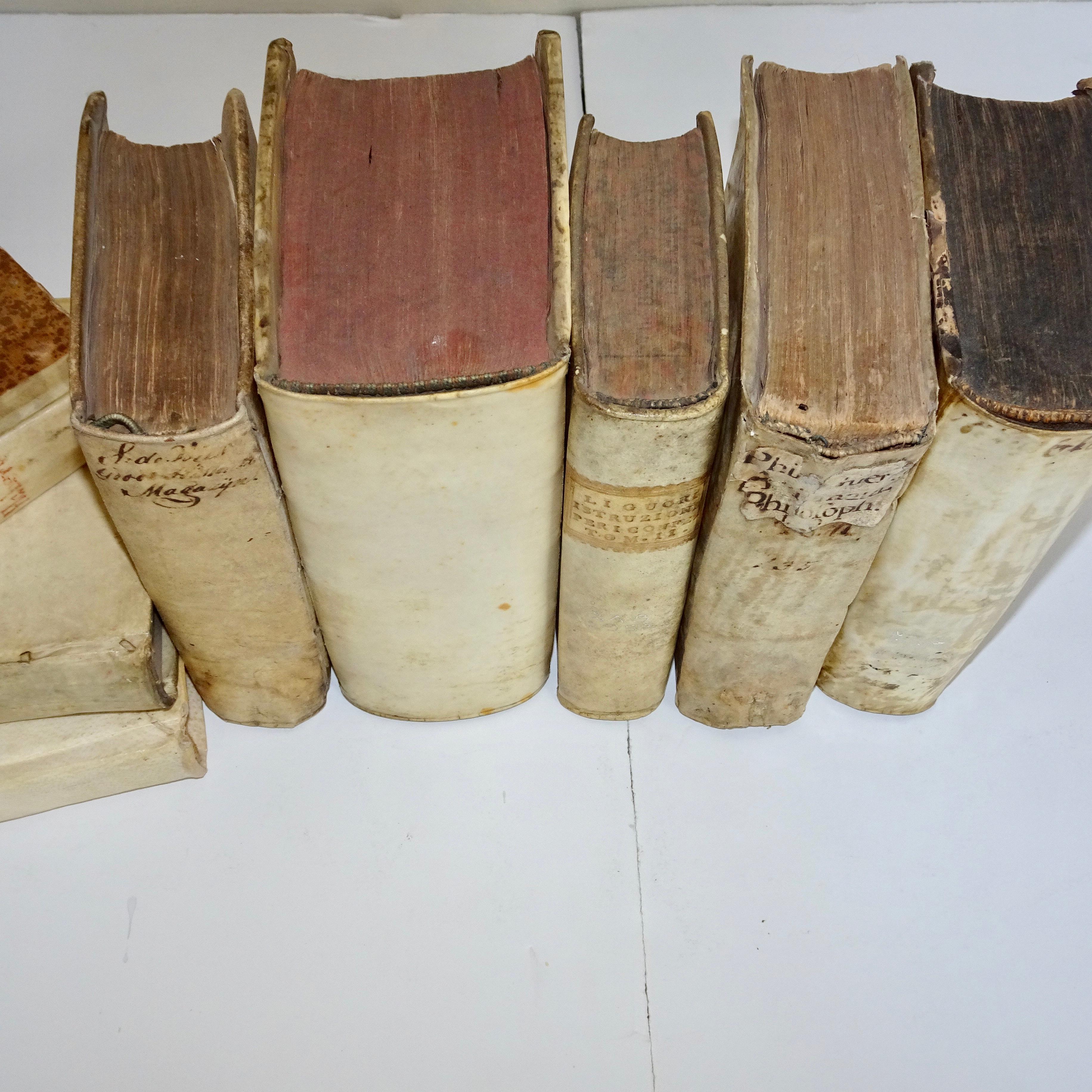 Italian 17th and 18th Century Collection of Eight Vellum Books  For Sale