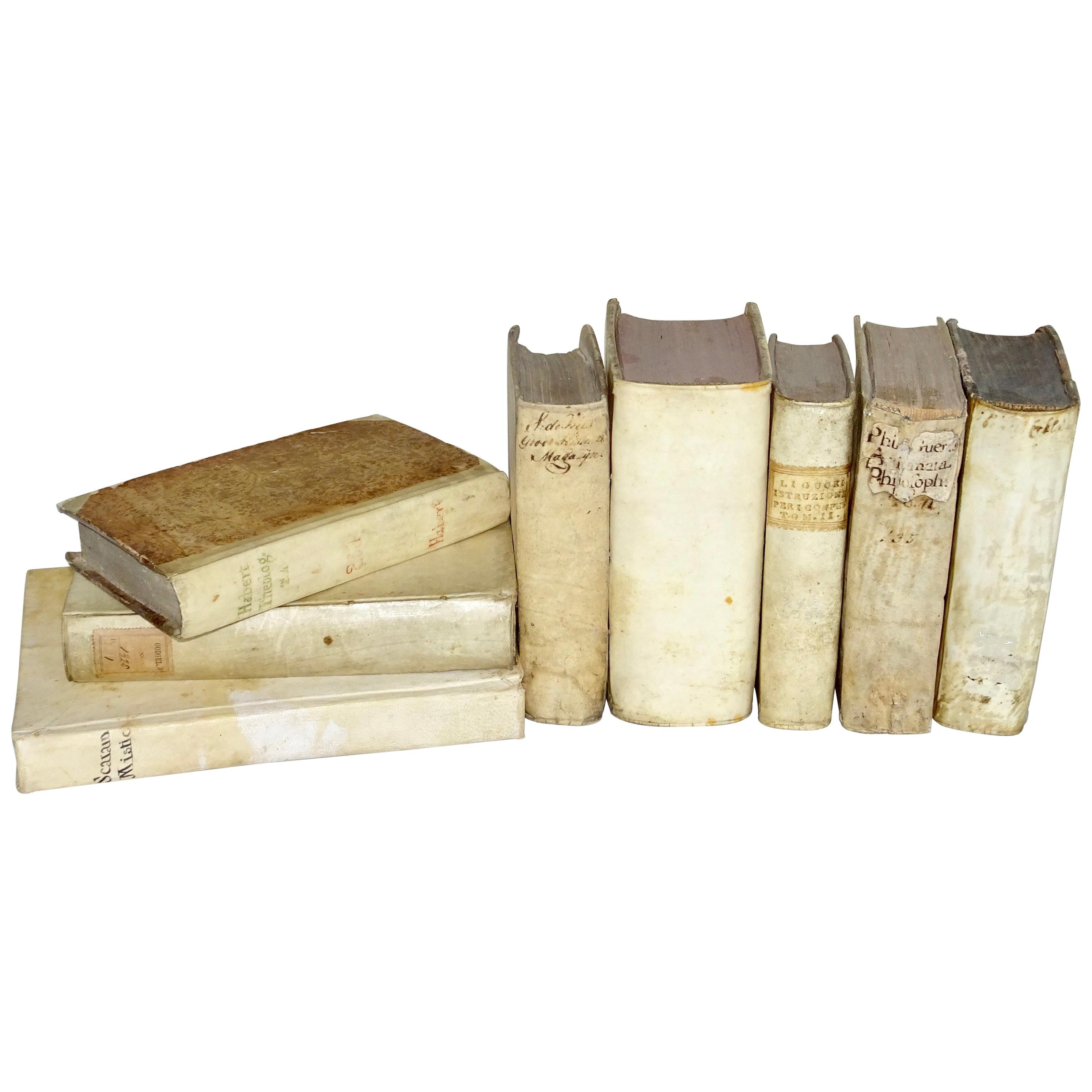 17th and 18th Century Collection of Eight Vellum Books  For Sale