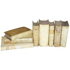 Antique 17th and 18th Century Collection of Eight Vellum Books