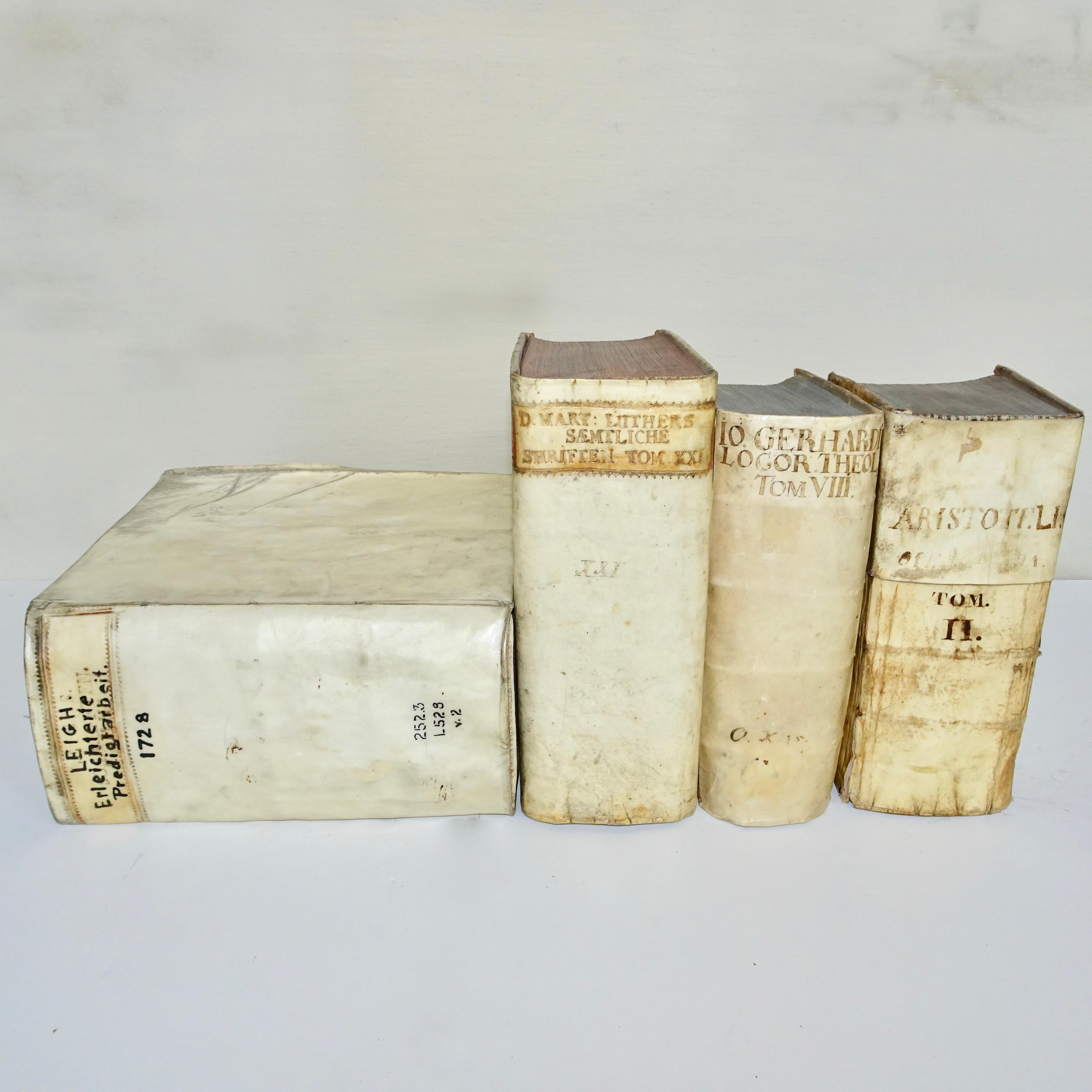 A collection of all vellum books from the 17th and 18th century in a set of four.  All Vellum books on Sale
