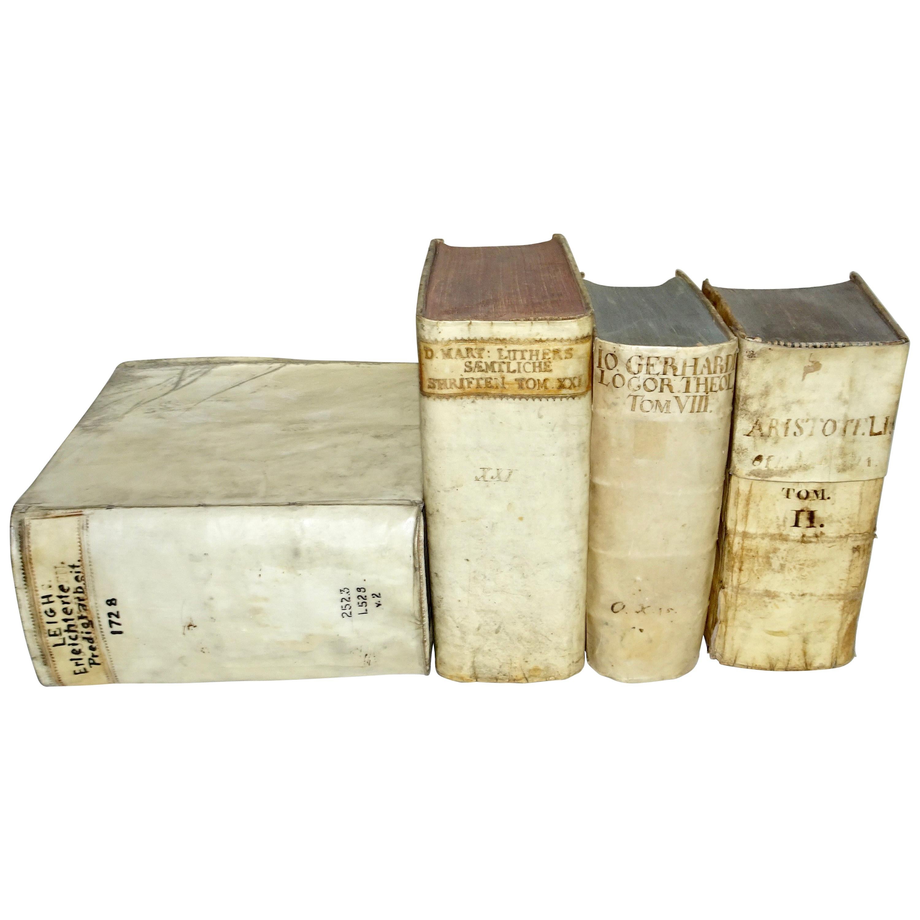 17th and 18th Century Collection of Four All Vellum Books  For Sale