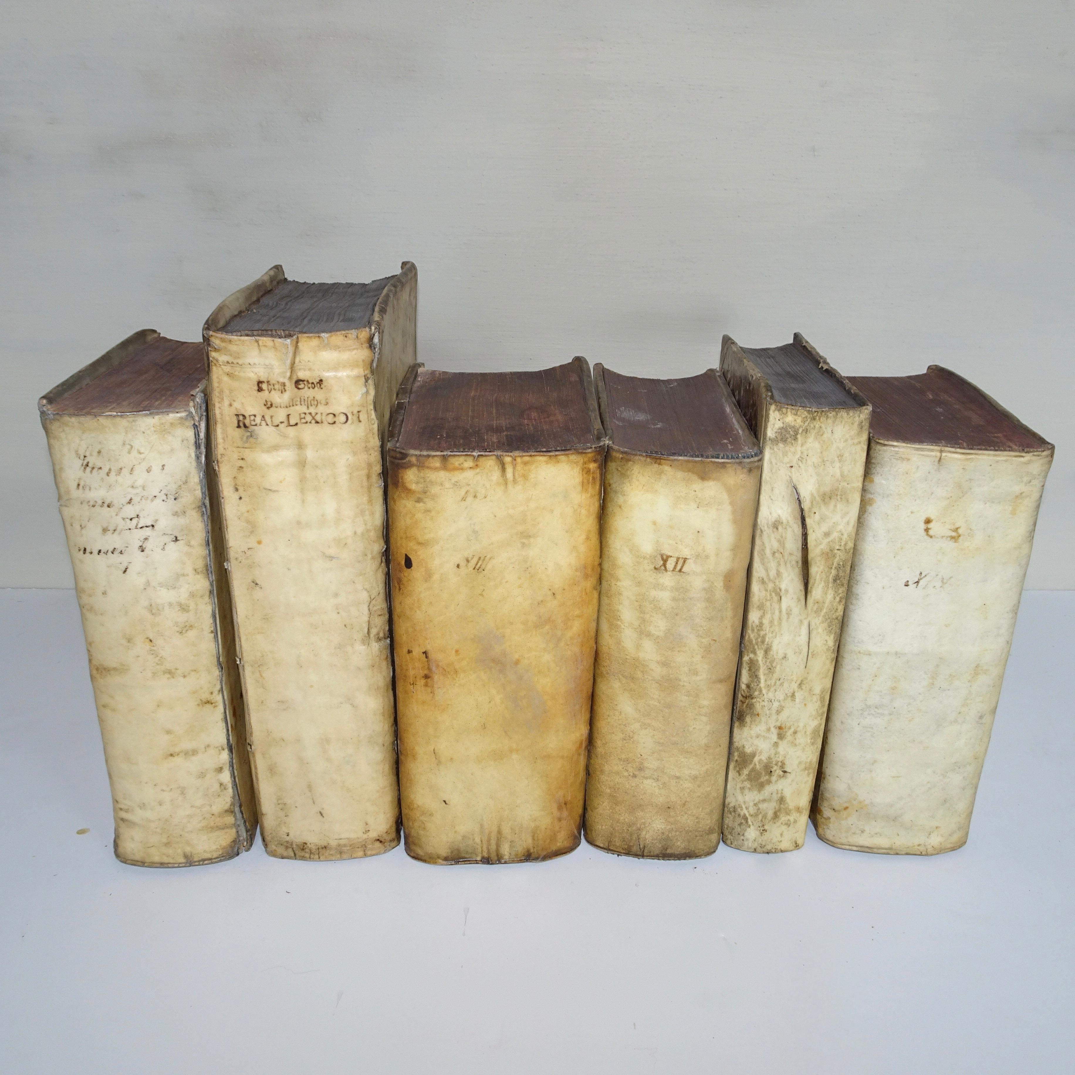 A nice set of all Vellum books in a set of six books from the 17th and 18th century.  All Vellum books are my site are on Sale