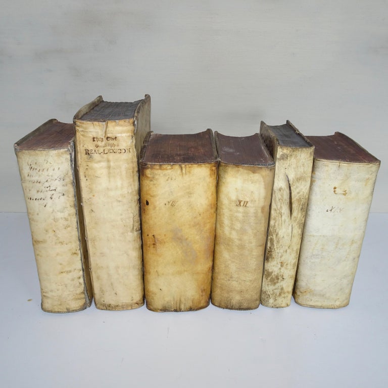 17th and 18th Century Collection of Six Vellum Books For Sale at