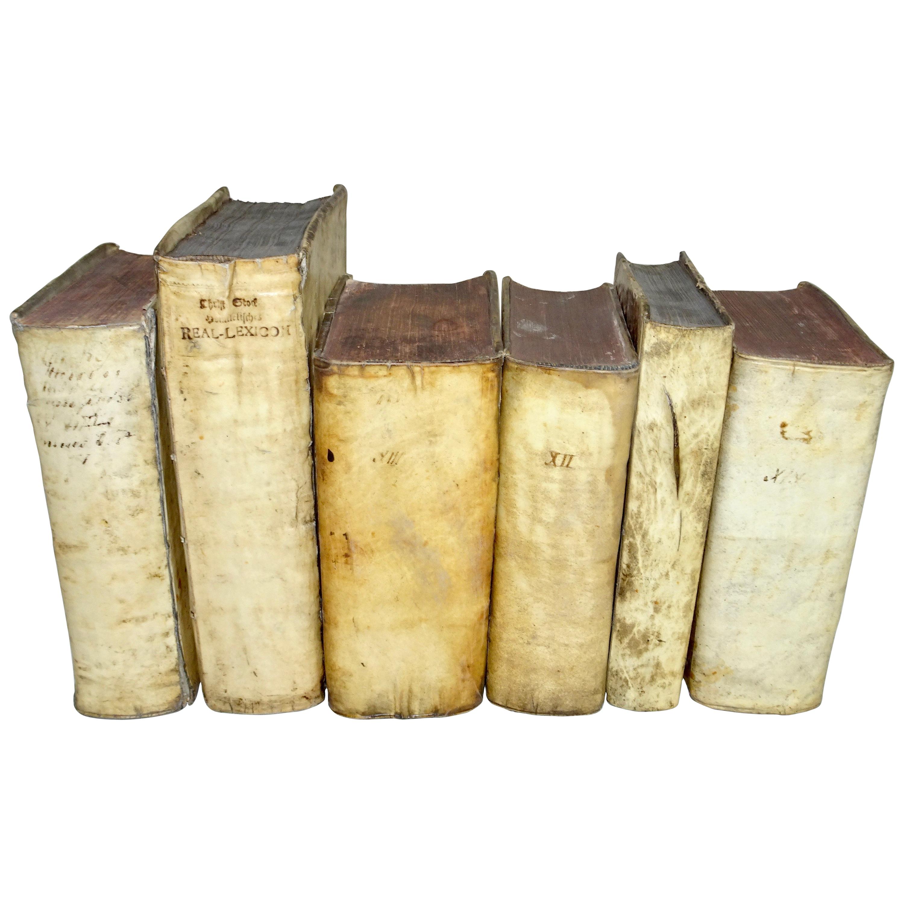 17th and 18th Century Collection of Six Vellum Books  For Sale