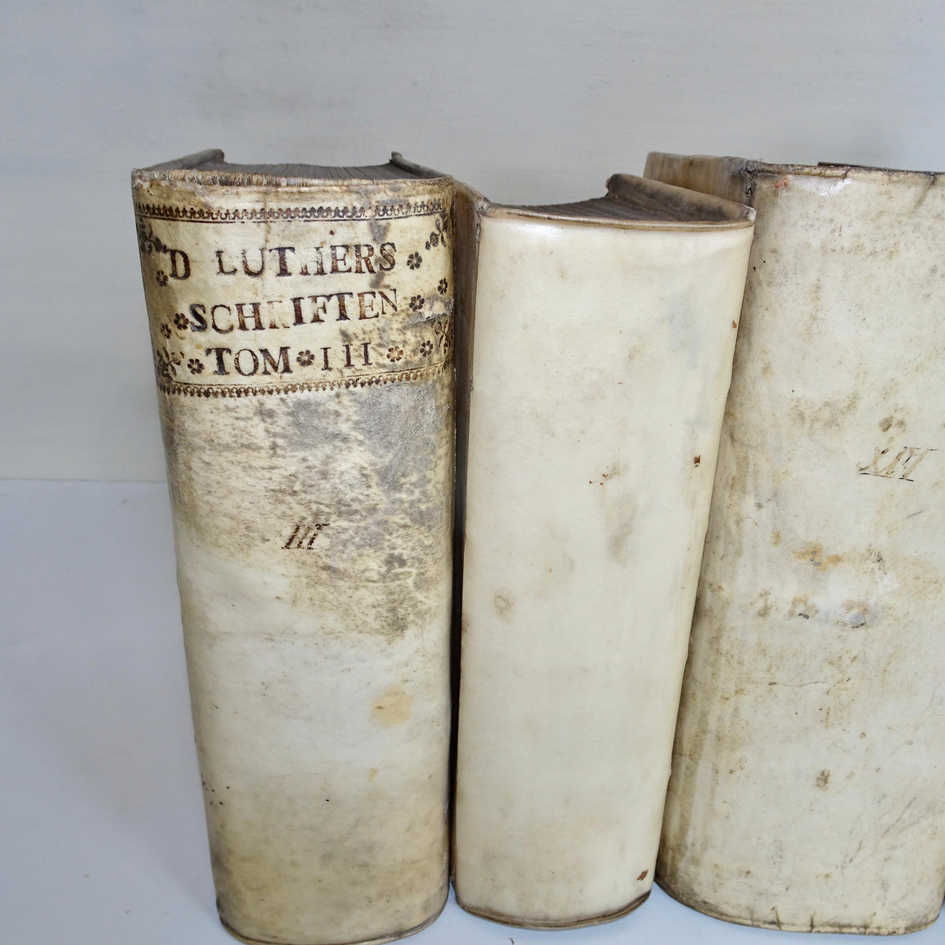 Italian 17th and 18th Century Five Book Collection of White Vellum Books 