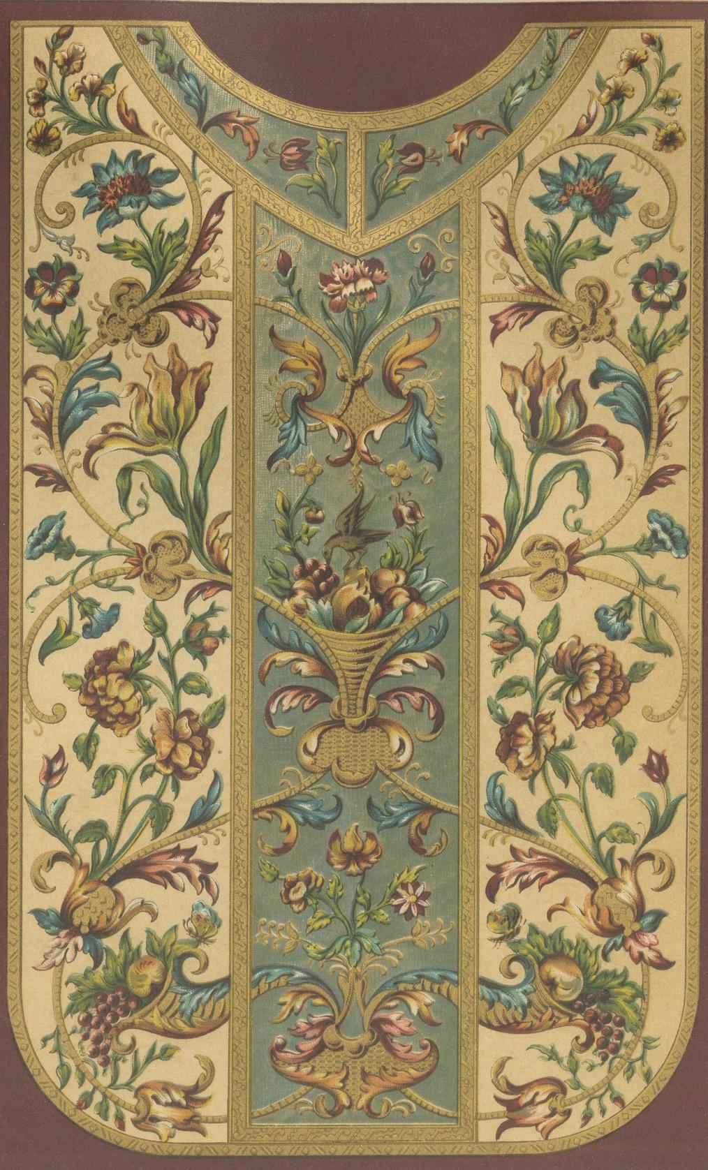 Grabado de artes ornamentales de los siglos XVII y XVIII - Bordado y Giltwork, 1887 Fines del siglo XIX en venta