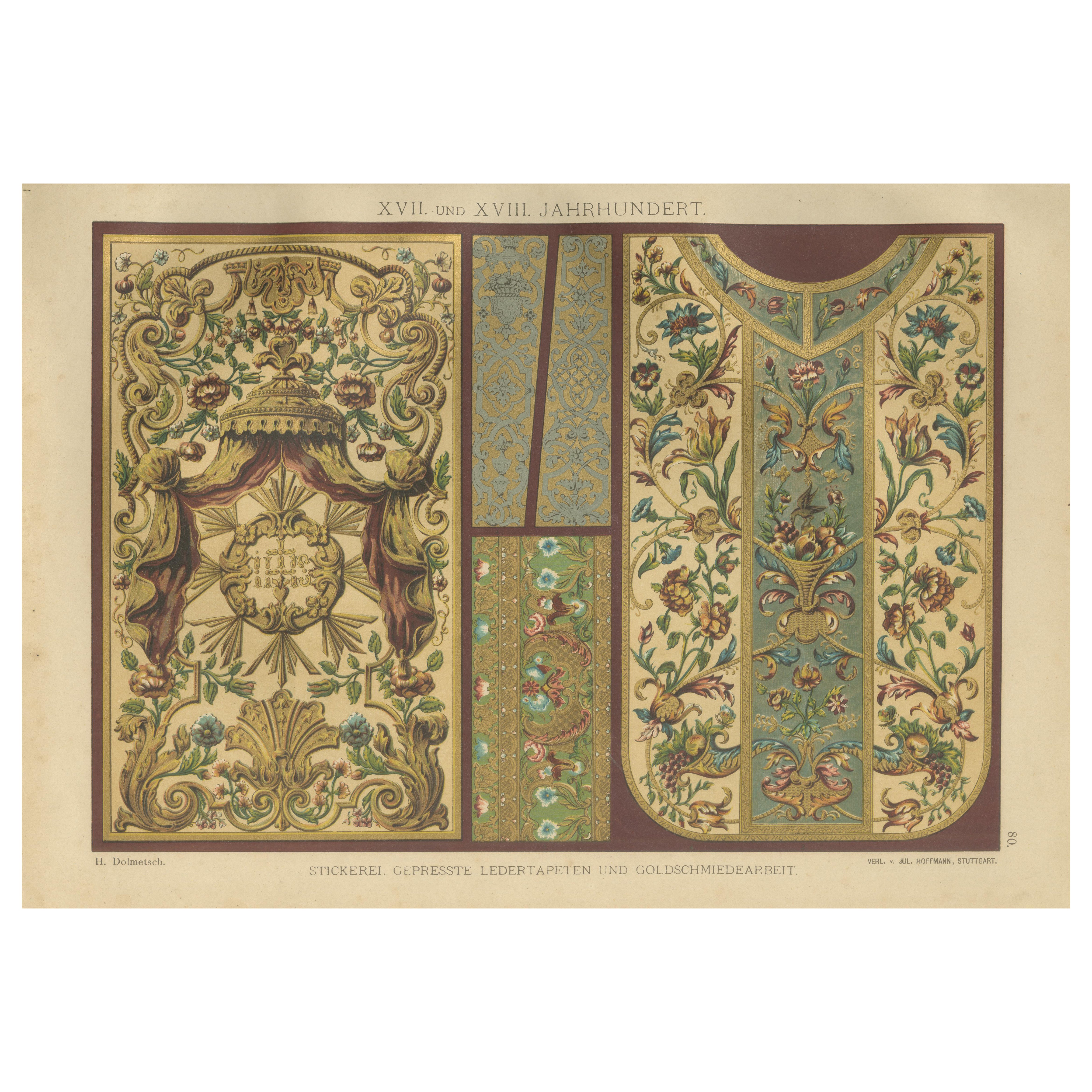 17th and 18th Century Ornamental Arts Print – Embroidery and Giltwork, 1887