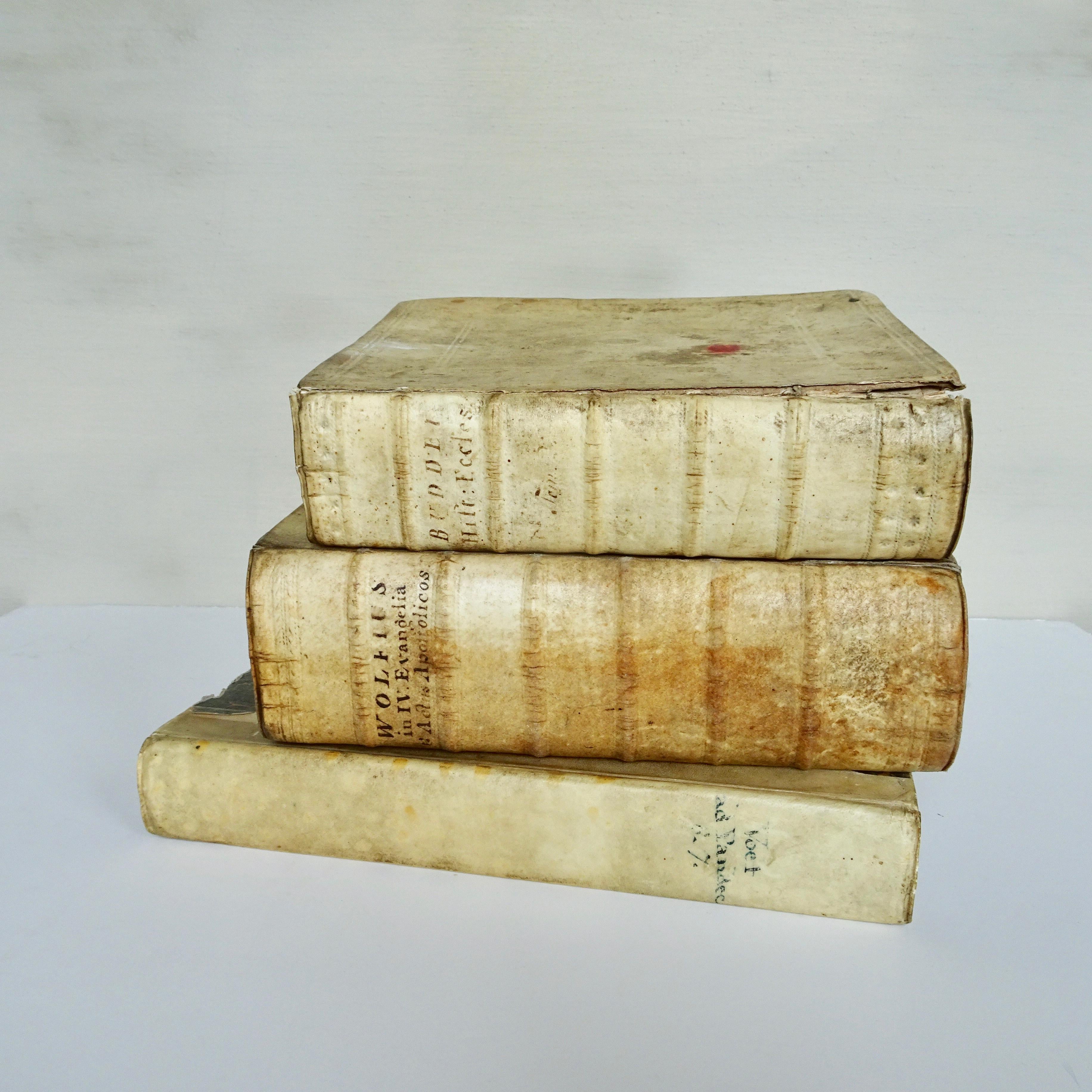 A nice collection of vellum books from the 17th and 18th century in a set of three.