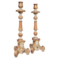 17th Architectural altar-scale Spanish Colonial Baroque Candlesticks