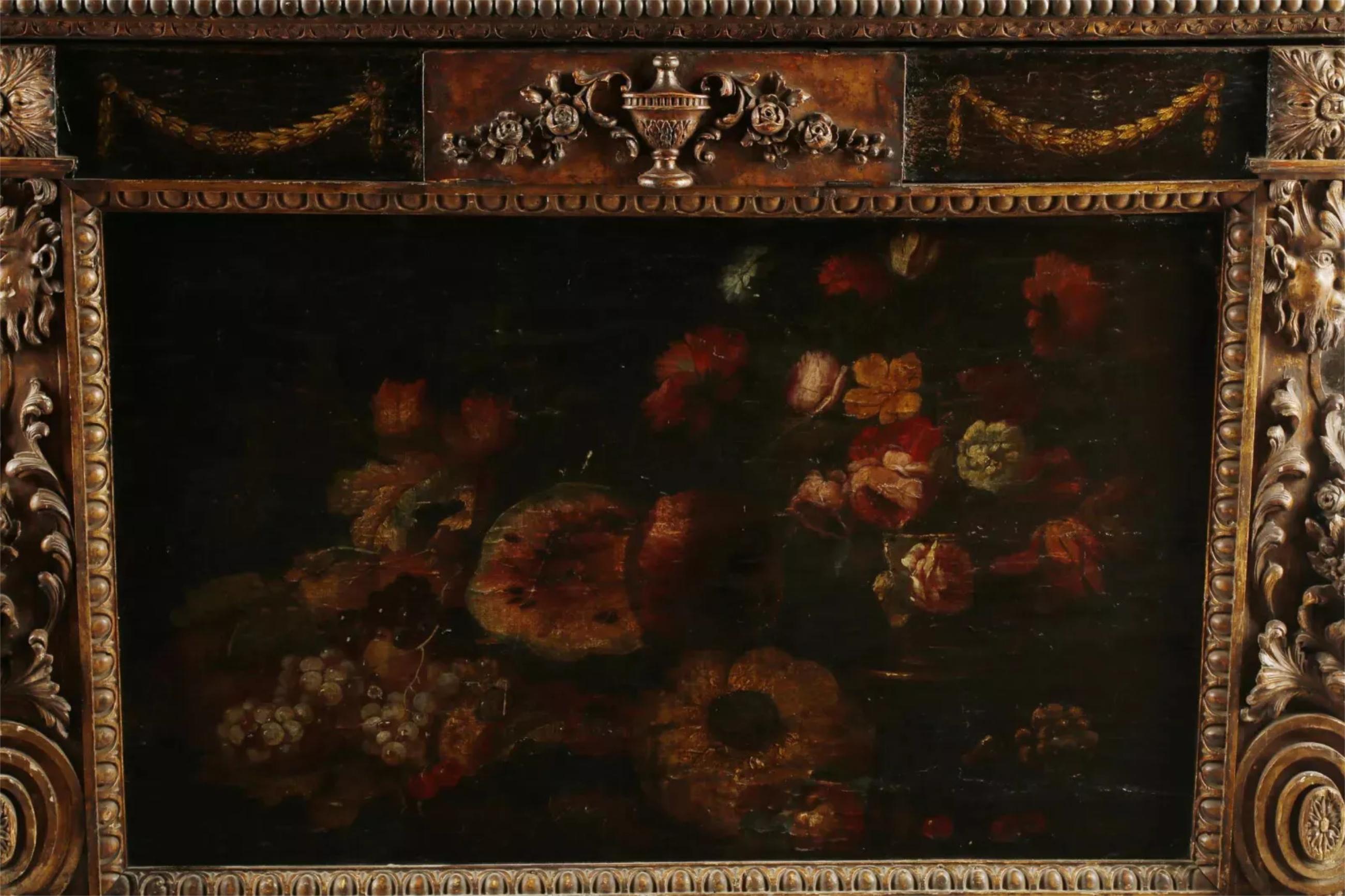 C.I.C., 16-1700 Antico Forziere spagnolo dipinto, con serratura a scomparsa, pelle e legno! in vendita 3