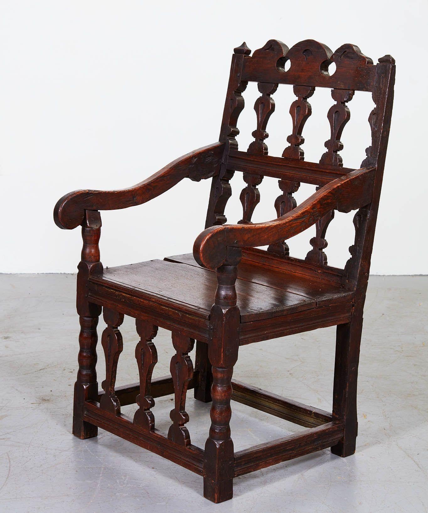 Oak 17th c. Abbot's Chair For Sale