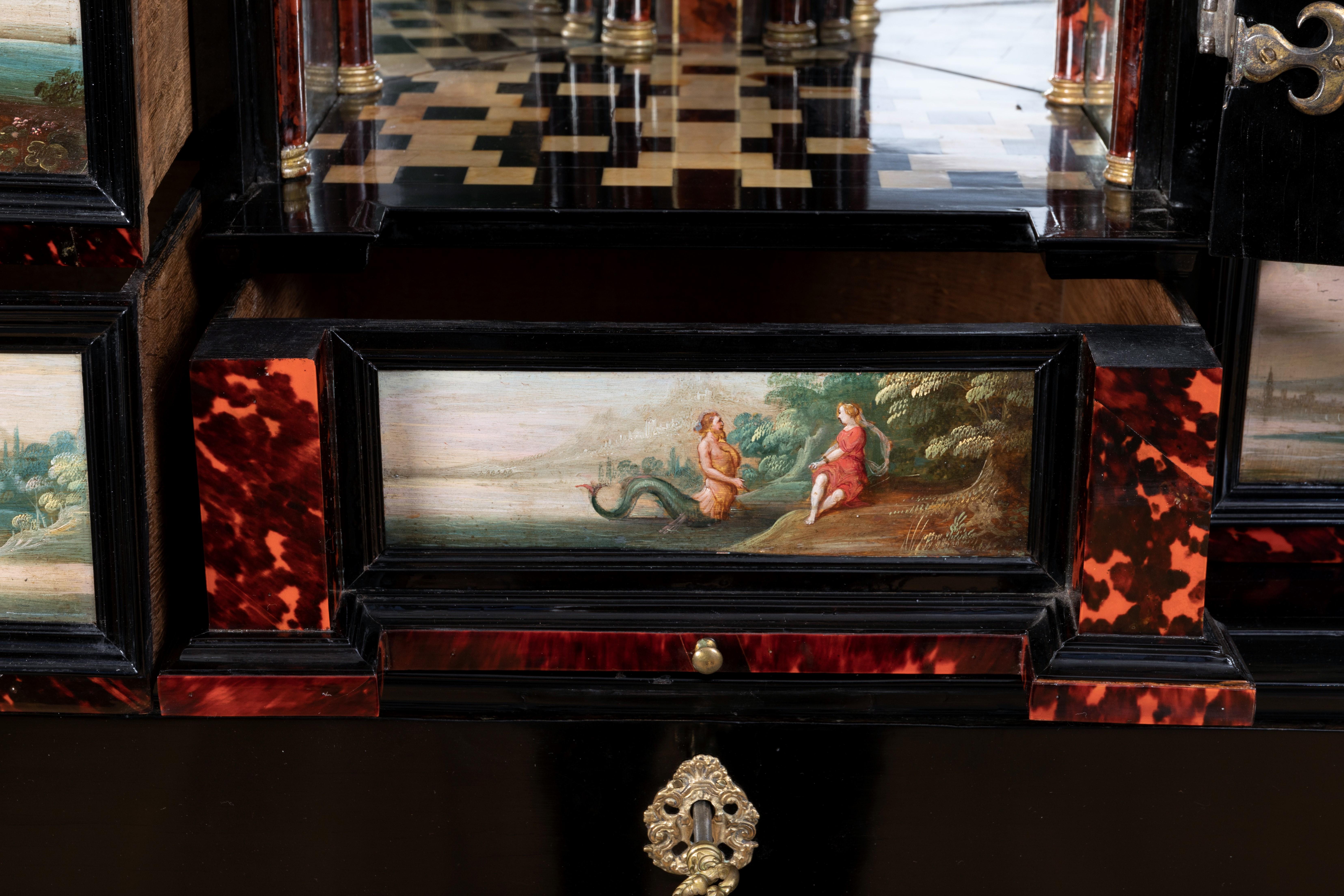 17th Century Antwerp Cabinet with Painted Panels Attributed to H. Van Balen For Sale 3