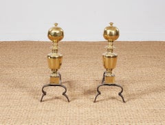 17th c. Brass Ball Top Andirons