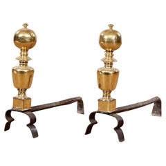17th c. Brass Ball Top Andirons