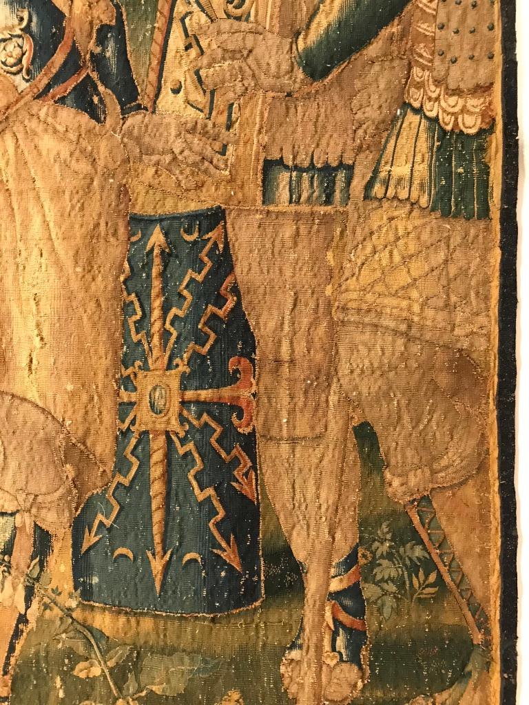 17th Century Brussels Tapestry of Roman Soldiers with Shields and Armor 7