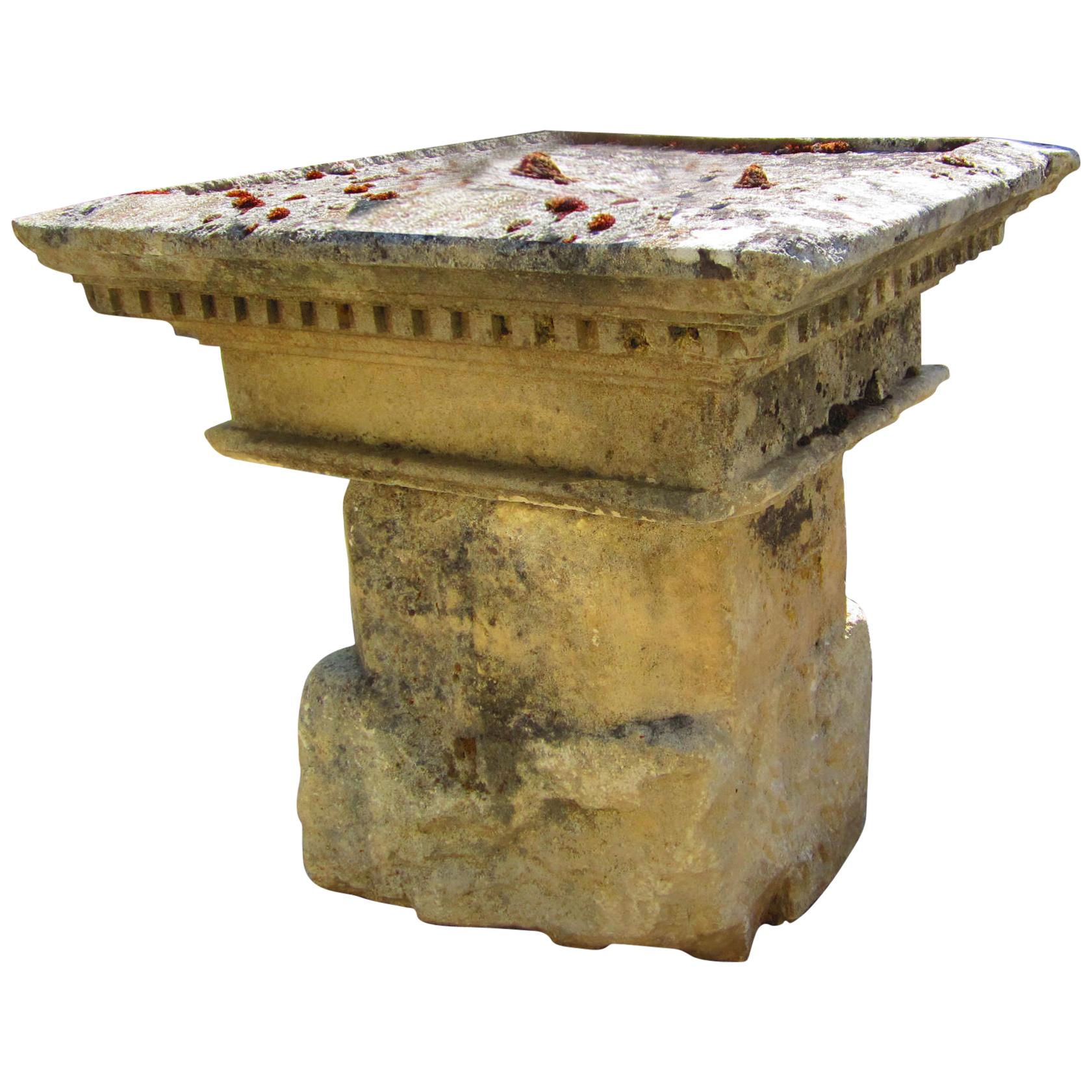 Carved Stone Antique Garden Outdoor Indoor Side Center Coffee Table Farm rustic
