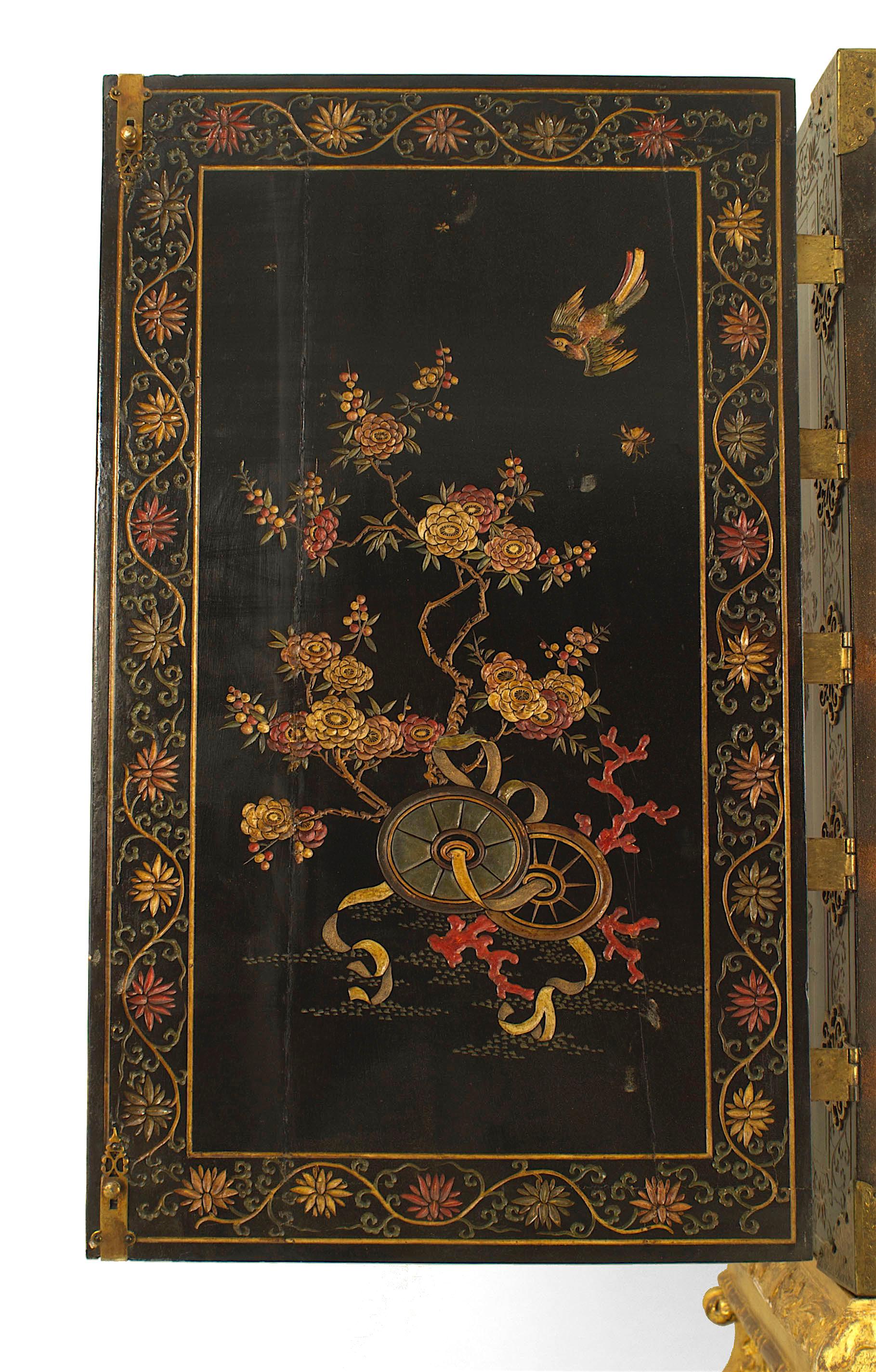 18th Century and Earlier 17th C. Chinese Coromandel Cabinet on a Charles II Gilt-wood Stand