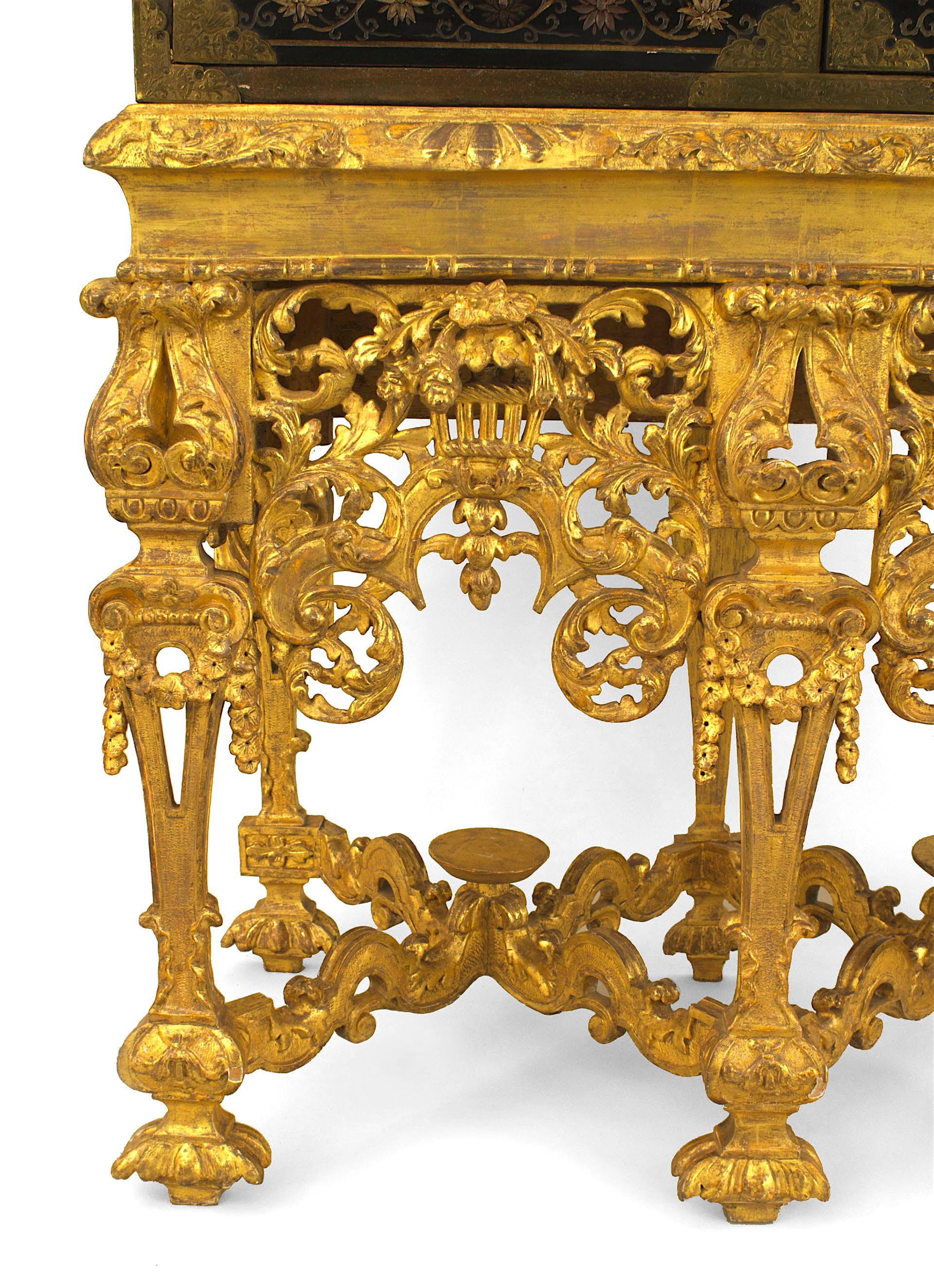 17th C. Chinese Coromandel Cabinet on a Charles II Gilt-wood Stand 3