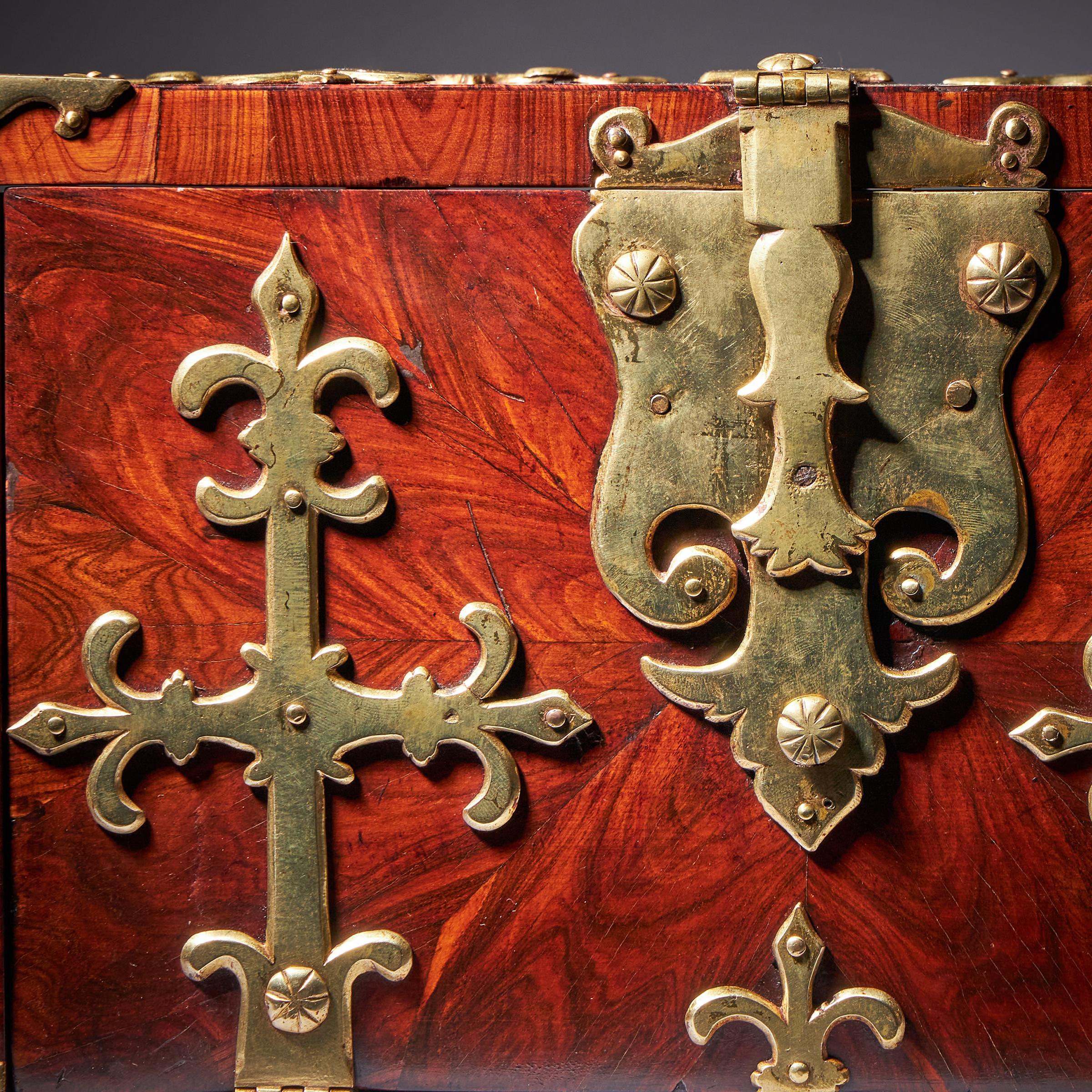 17th C. Diminutive William and Mary Kingwood Strongbox or Coffre Fort, C. 1690. 5