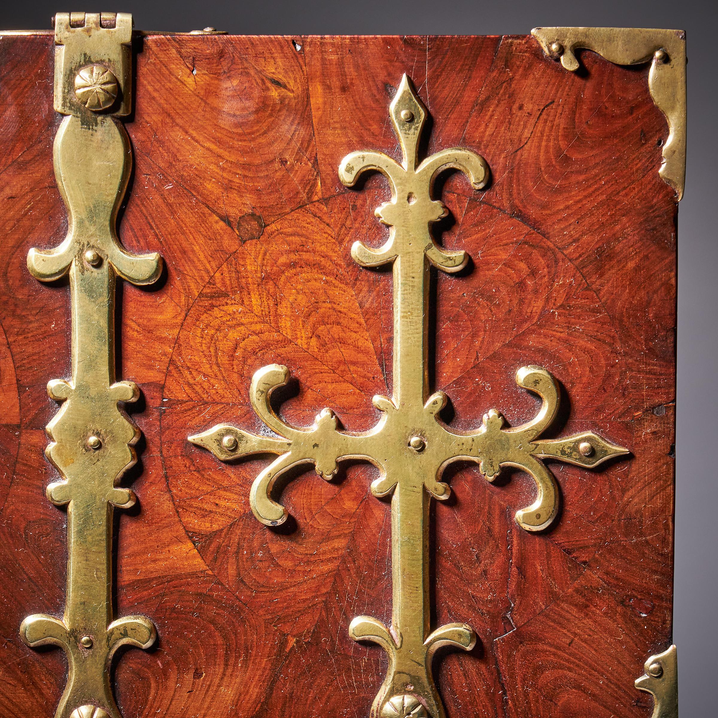 17th C. Diminutive William and Mary Kingwood Strongbox or Coffre Fort, C. 1690. 8