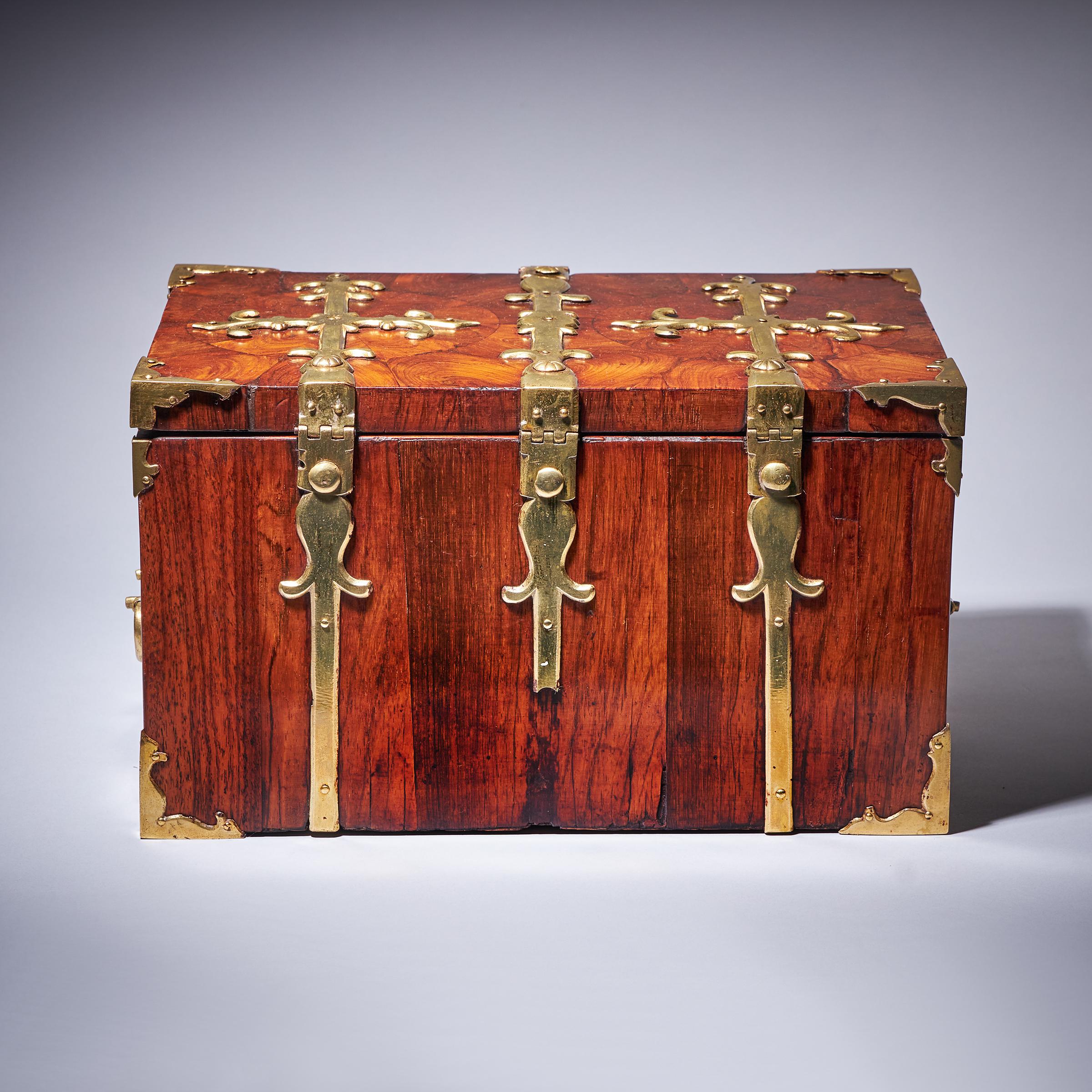 17th C. Diminutive William and Mary Kingwood Strongbox or Coffre Fort, C. 1690. 9