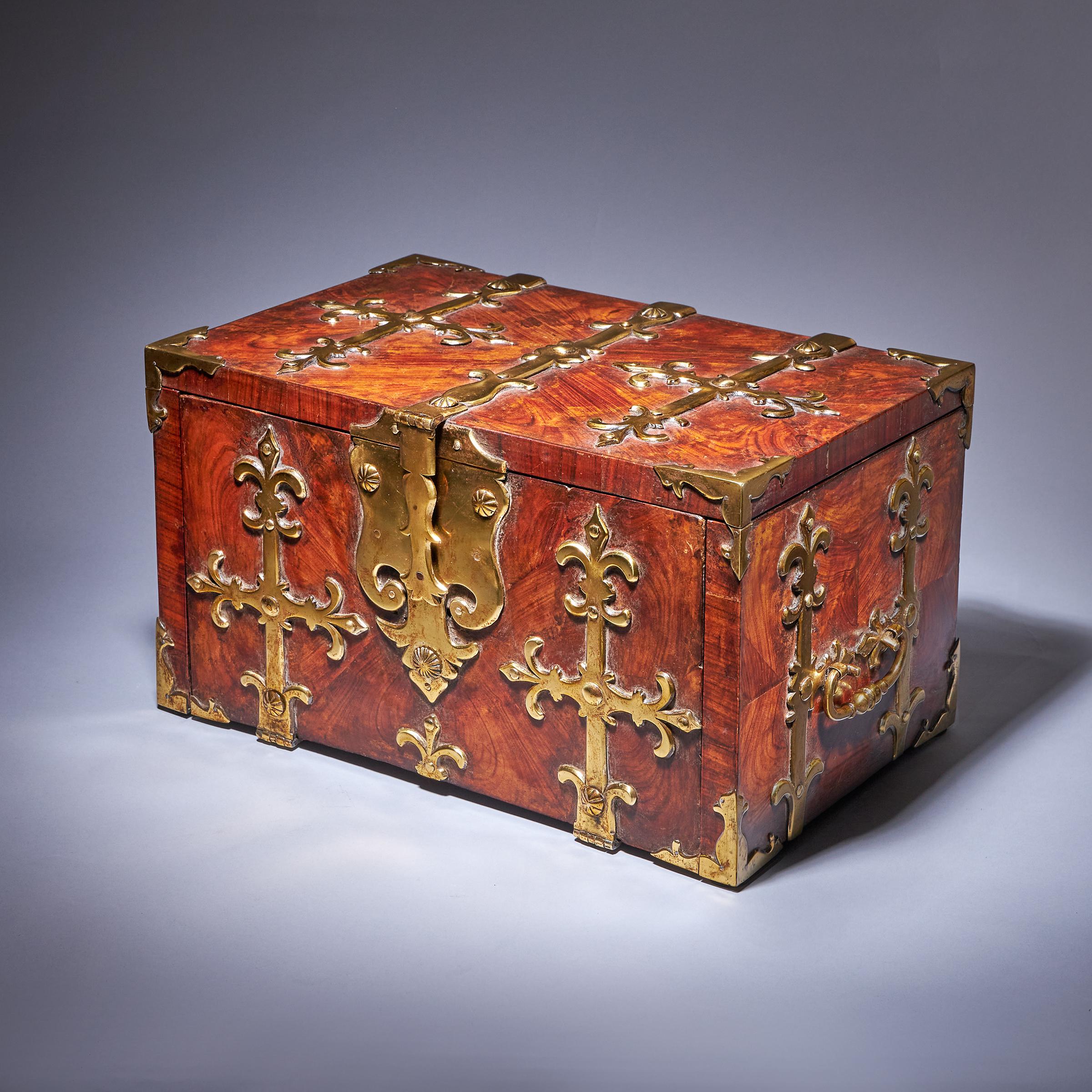 European 17th C. Diminutive William and Mary Kingwood Strongbox or Coffre Fort, C. 1690