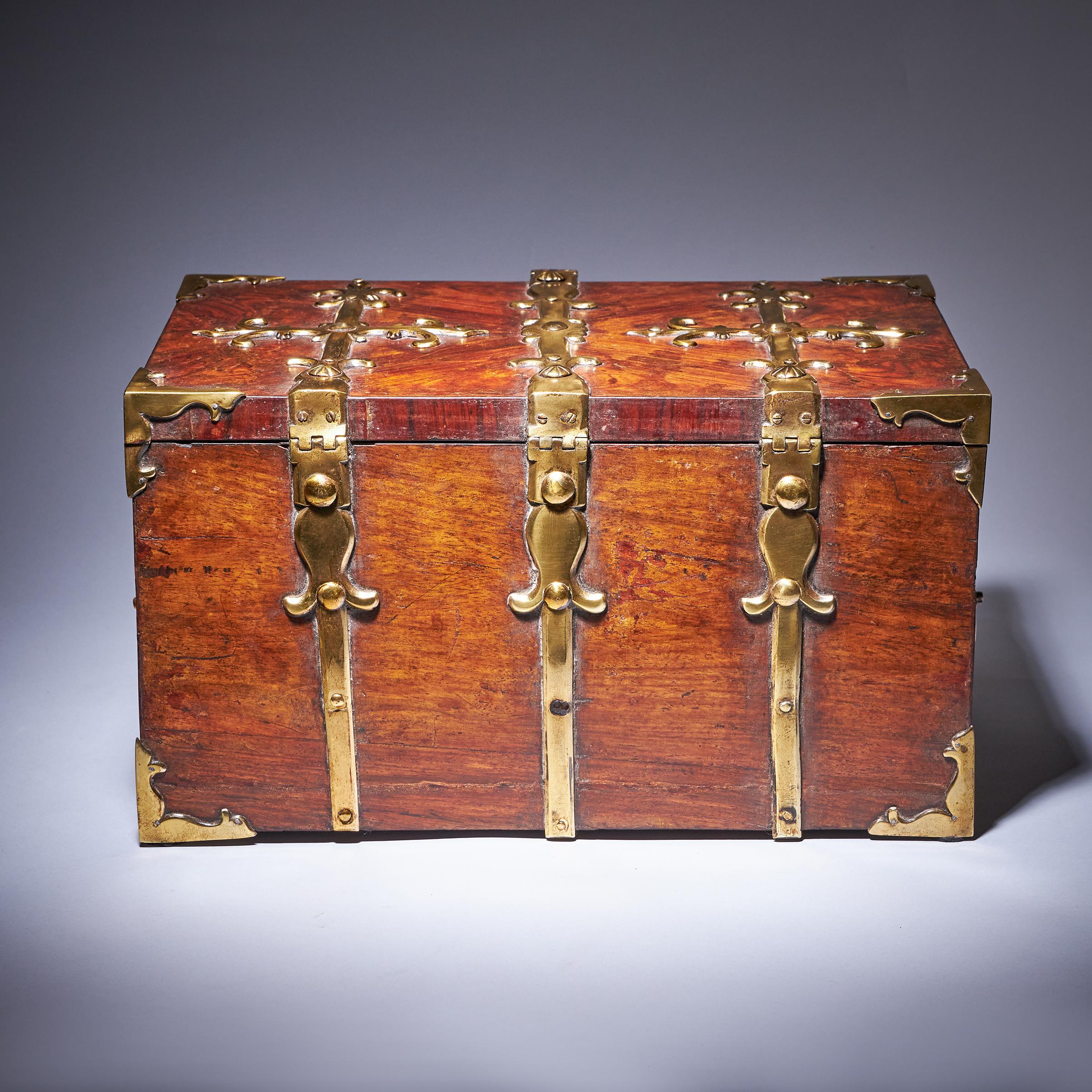 18th Century and Earlier 17th C. Diminutive William and Mary Kingwood Strongbox or Coffre Fort, C. 1690