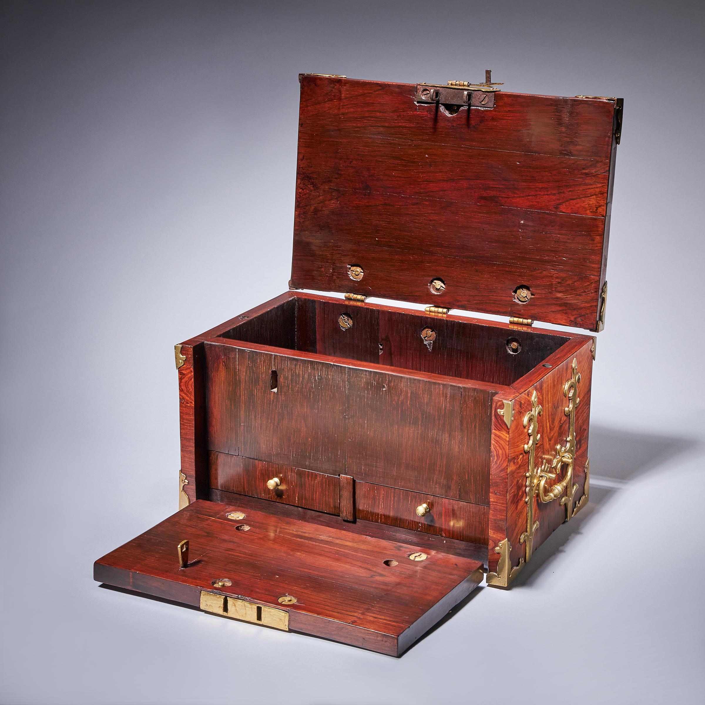 17th C. Diminutive William and Mary Kingwood Strongbox or Coffre Fort, C. 1690. 1