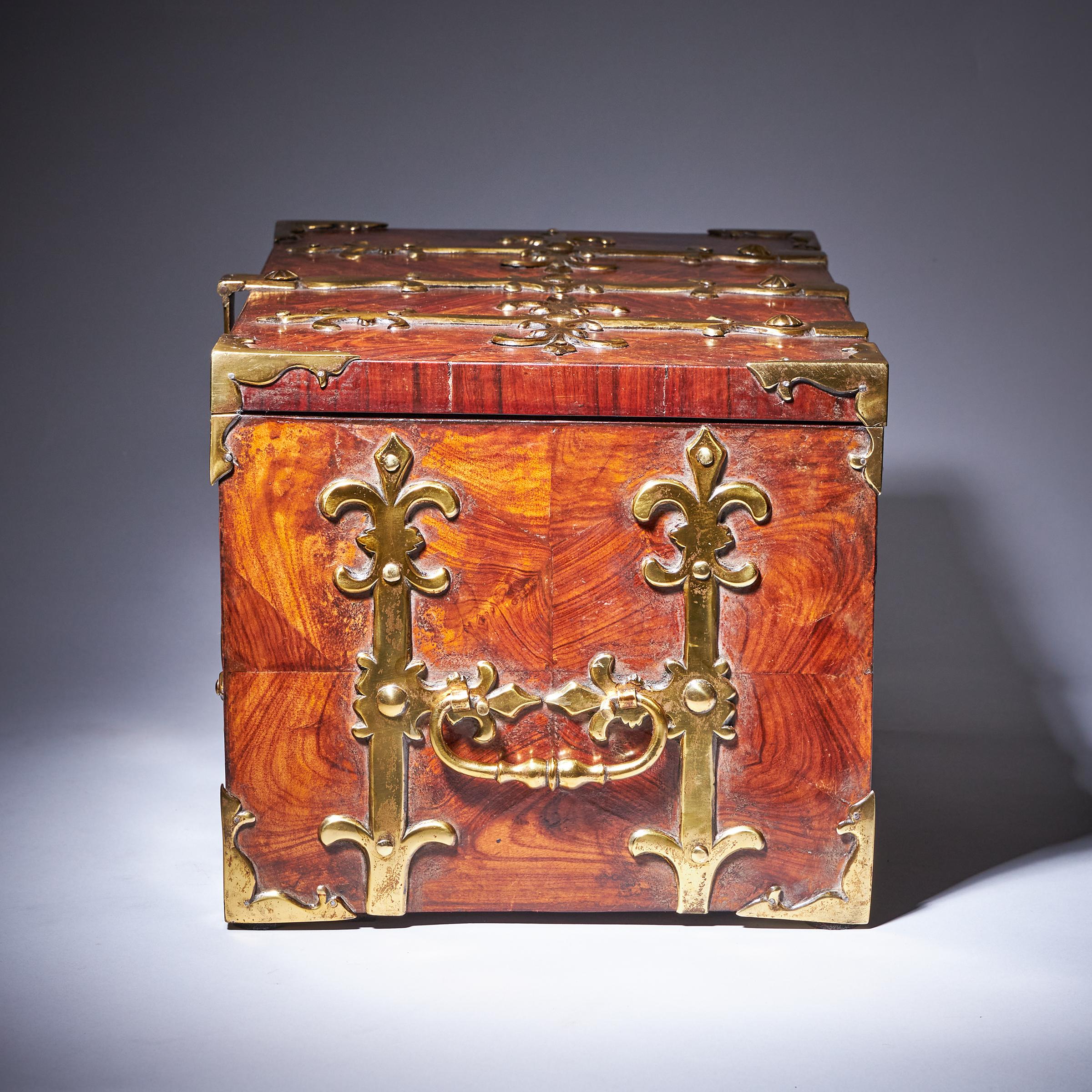 17th C. Diminutive William and Mary Kingwood Strongbox or Coffre Fort, C. 1690 1