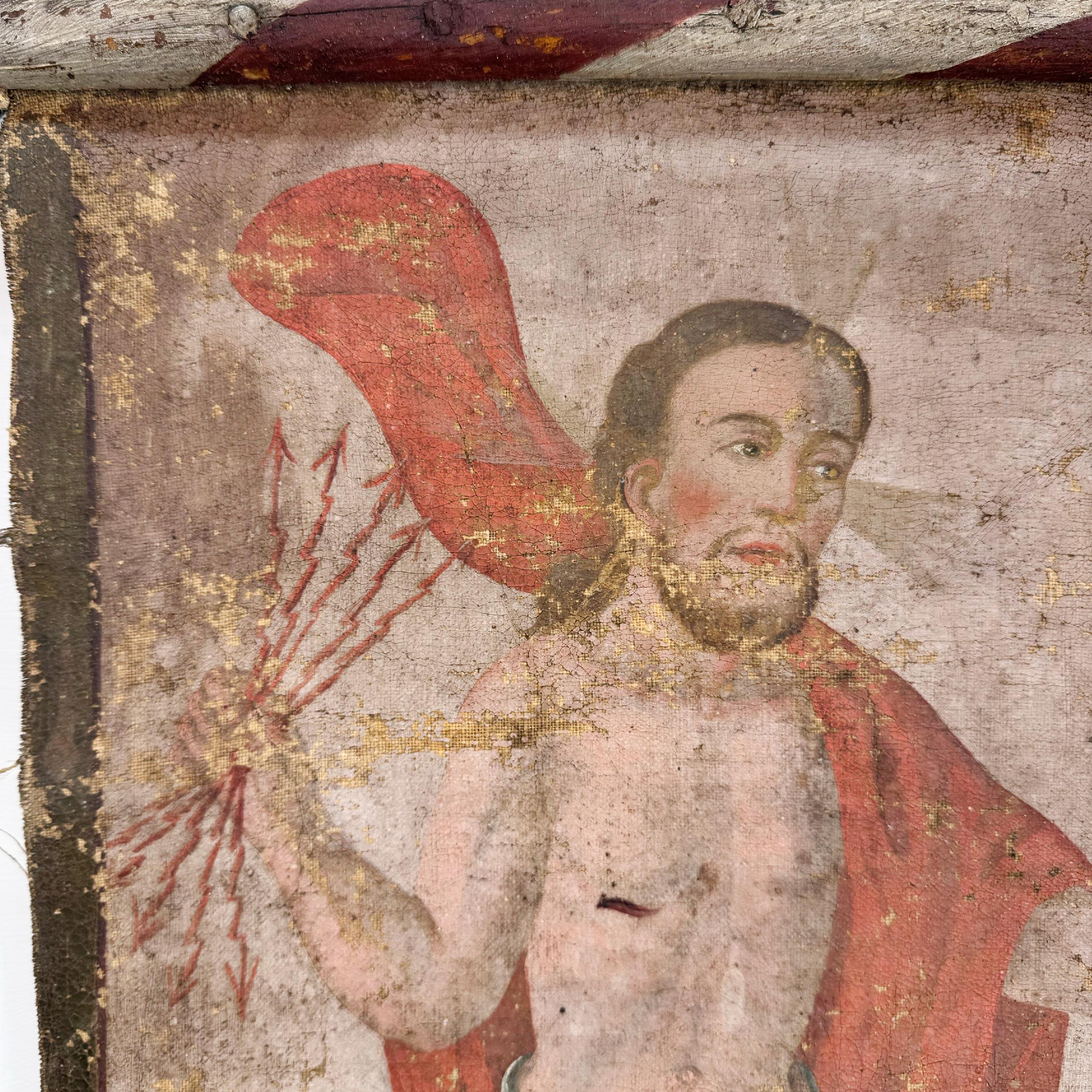 Hängendes kirchliches Wandgemälde in Öl auf Leinwand des heiligen Leonard of Noblac, 17. Jahrhunderts im Angebot 2