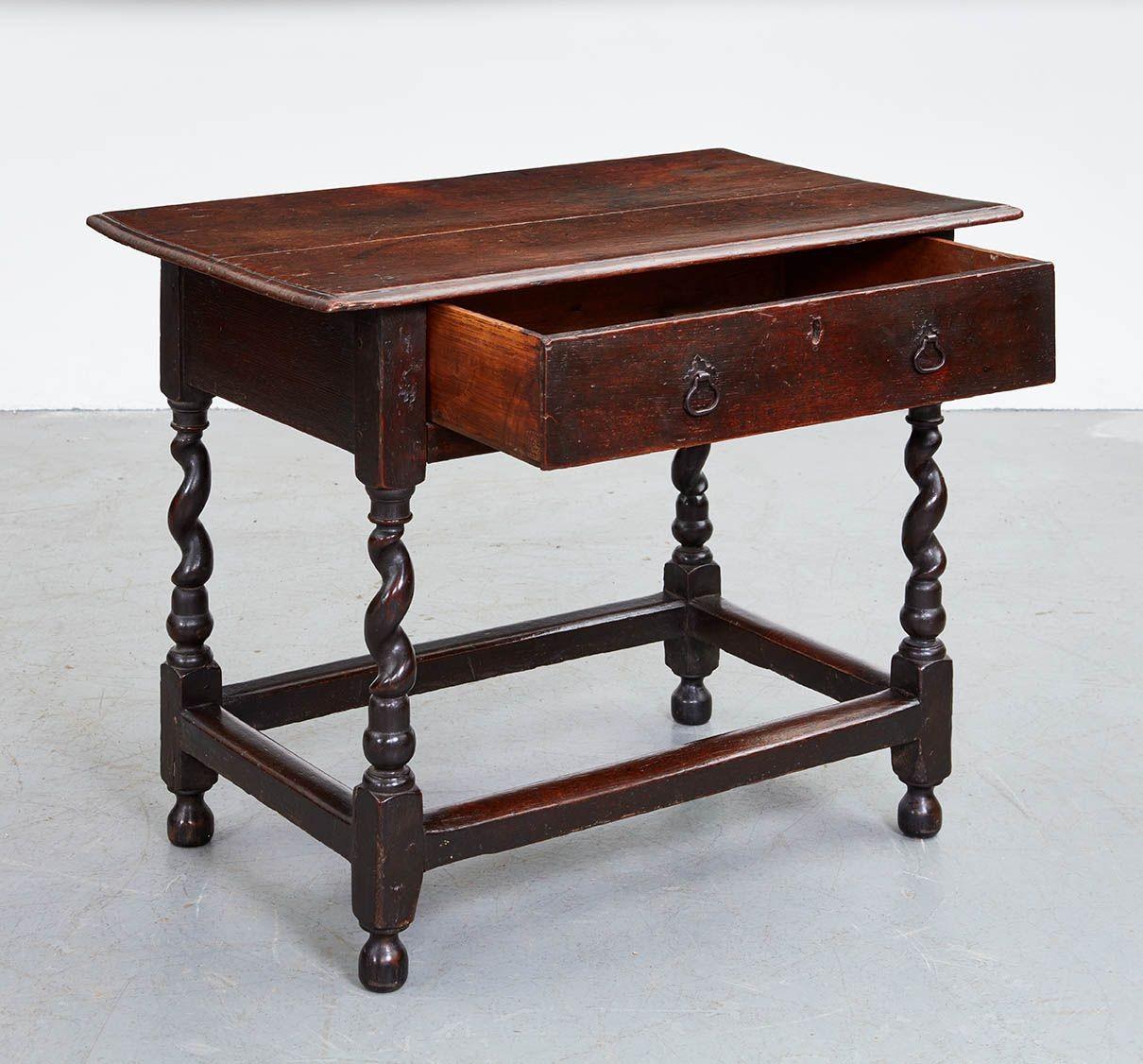 Oak 17th c. English Corkscrew Leg Table For Sale