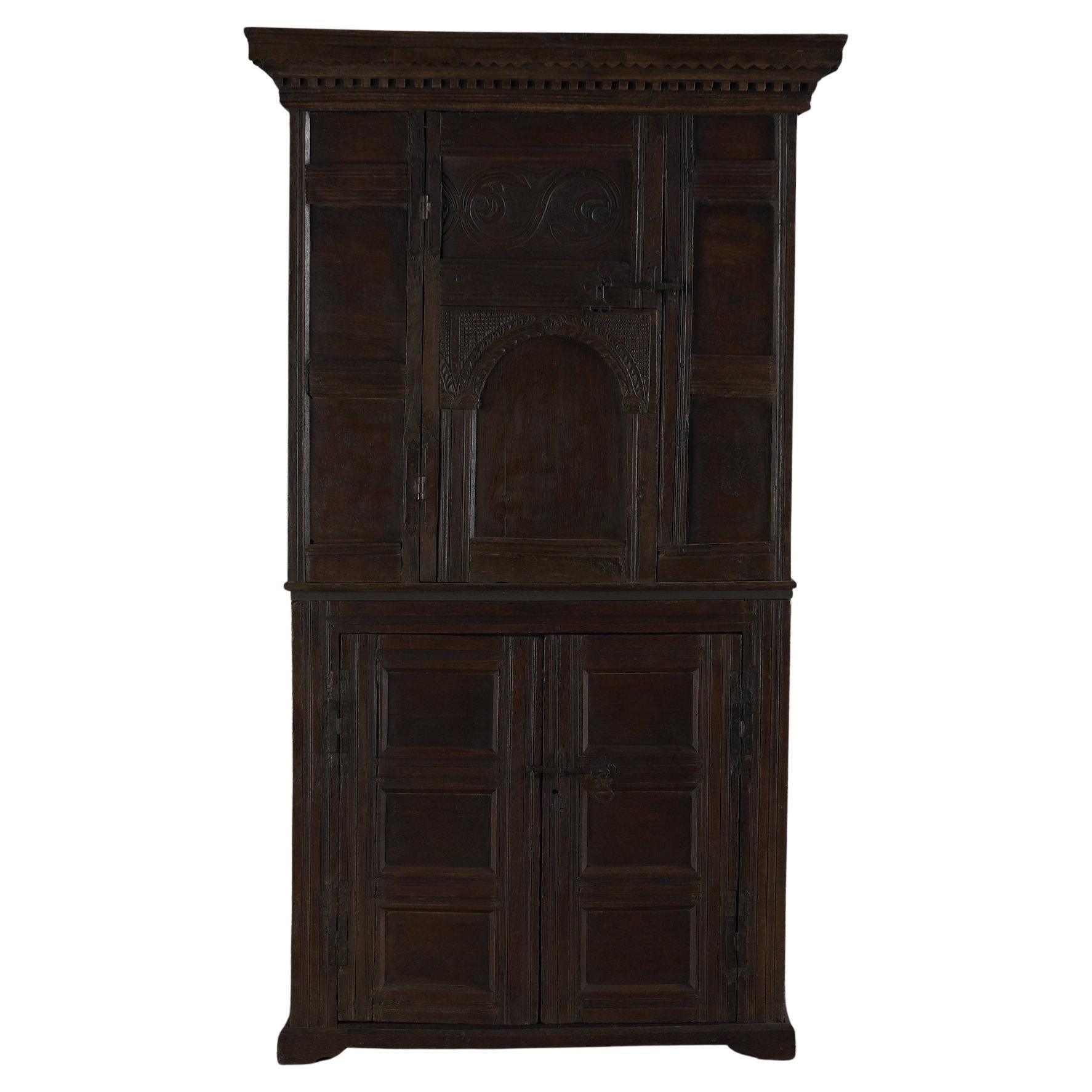 17Th C English Oak Cabinet For Sale