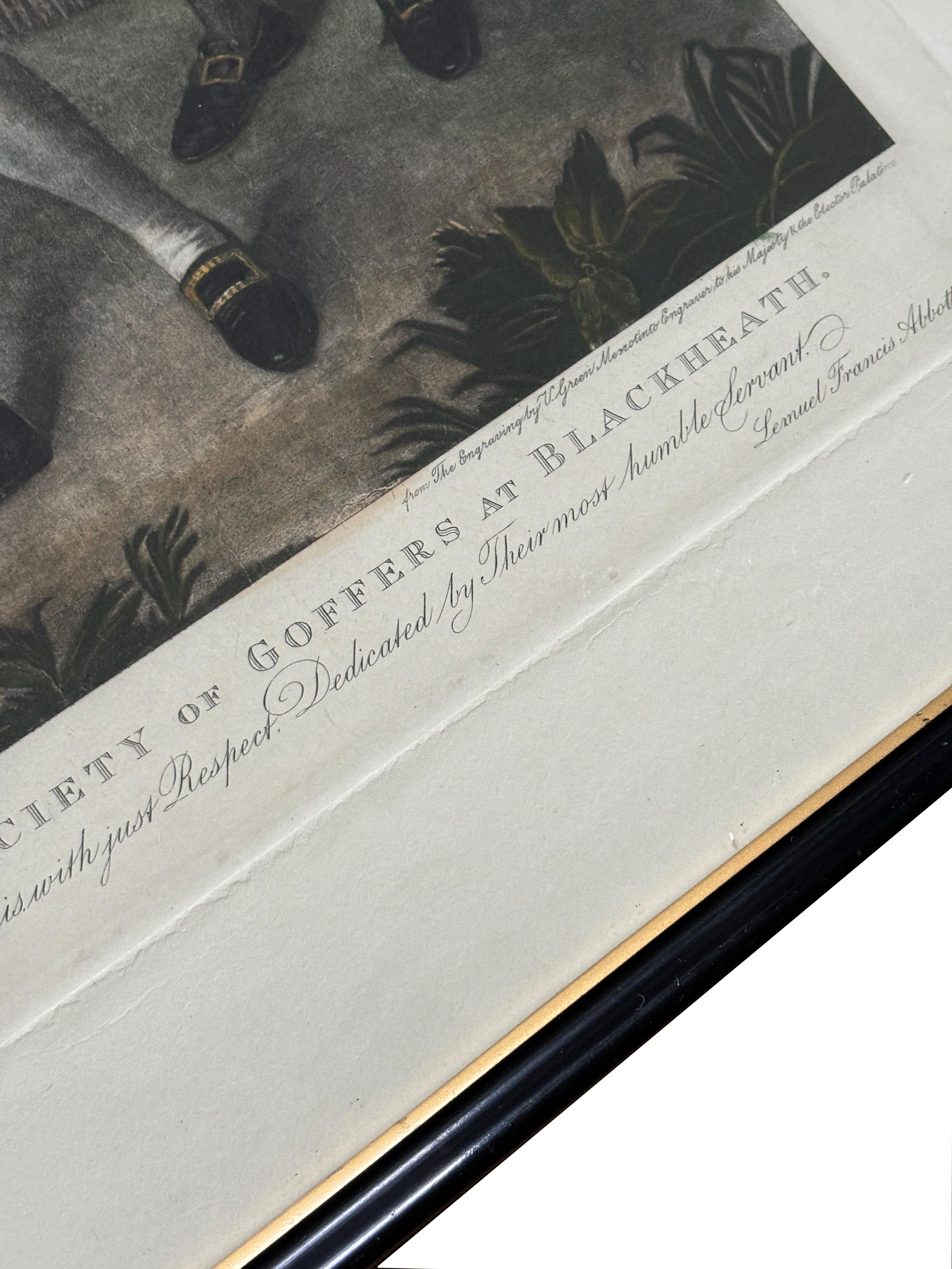 17e s. Gravure de V. Green Merritinto intitulée golfeur écossais et sa cady Bon état - En vente à Louisville, KY