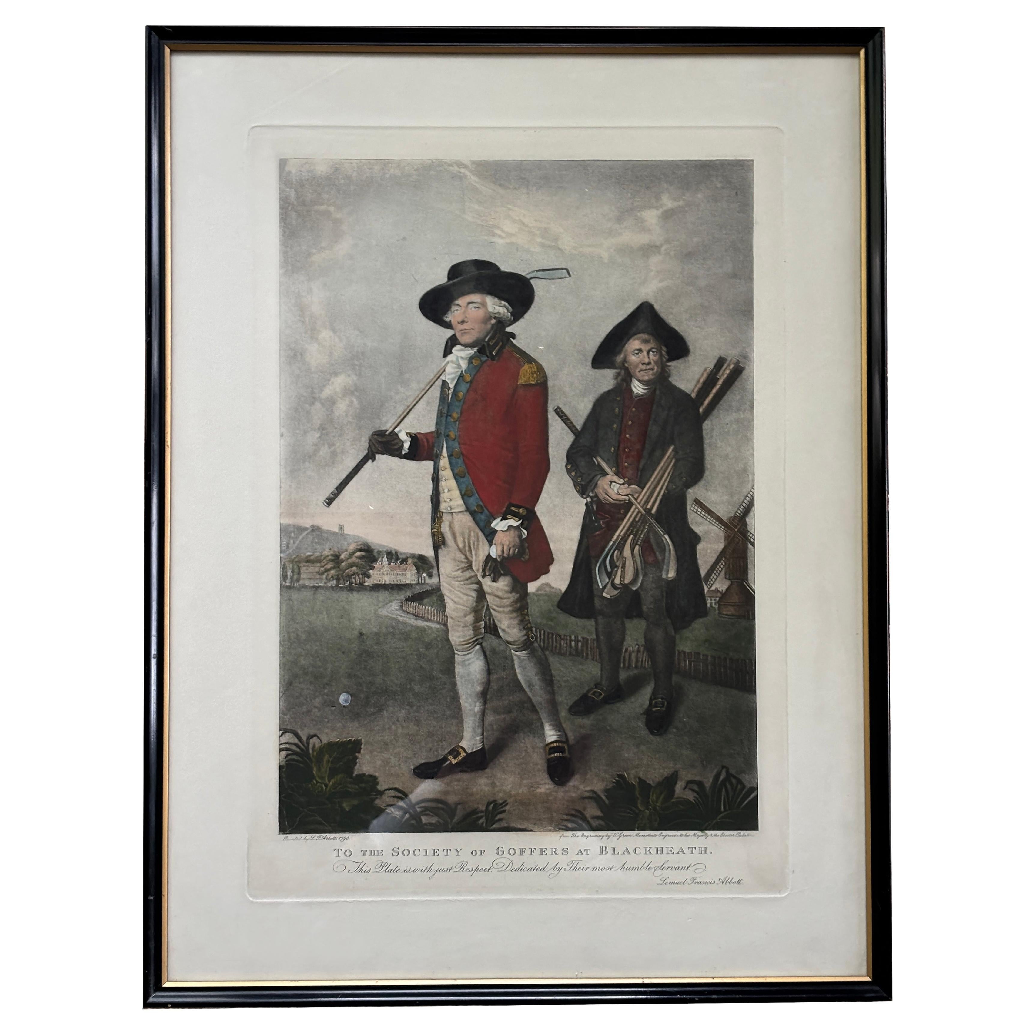 17th c. Engraving by V. Green Merritinto titled Scottish Golfer And His Caddy