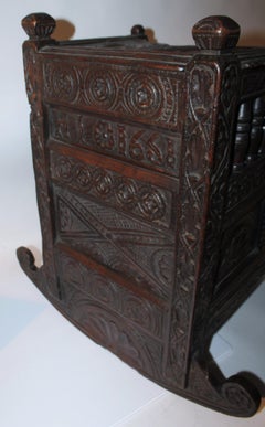 17th C European Hodded Infant Cradle Dated 1658