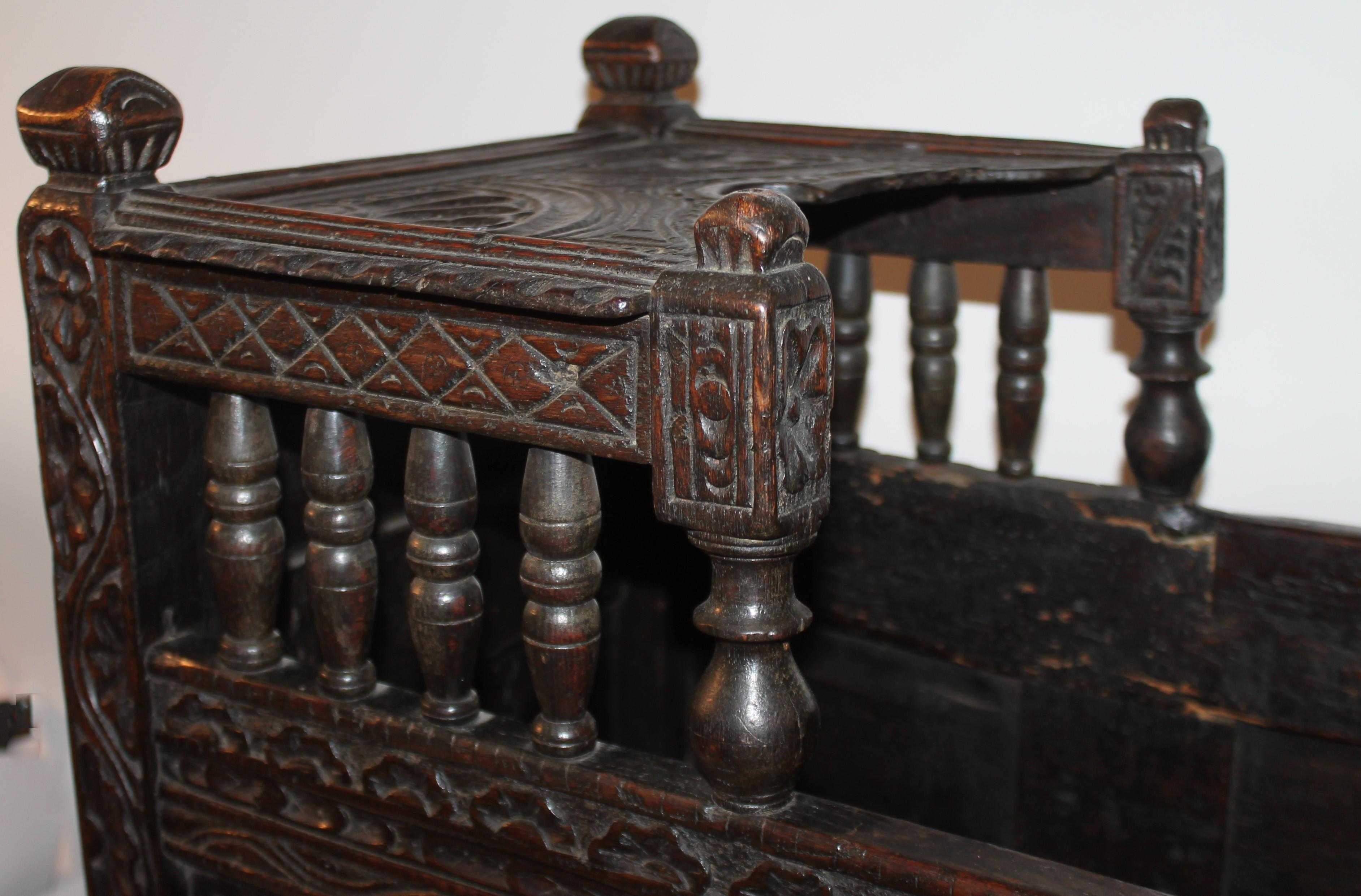 18th Century and Earlier 17th C European Hodded Infant Cradle Dated 1658 For Sale
