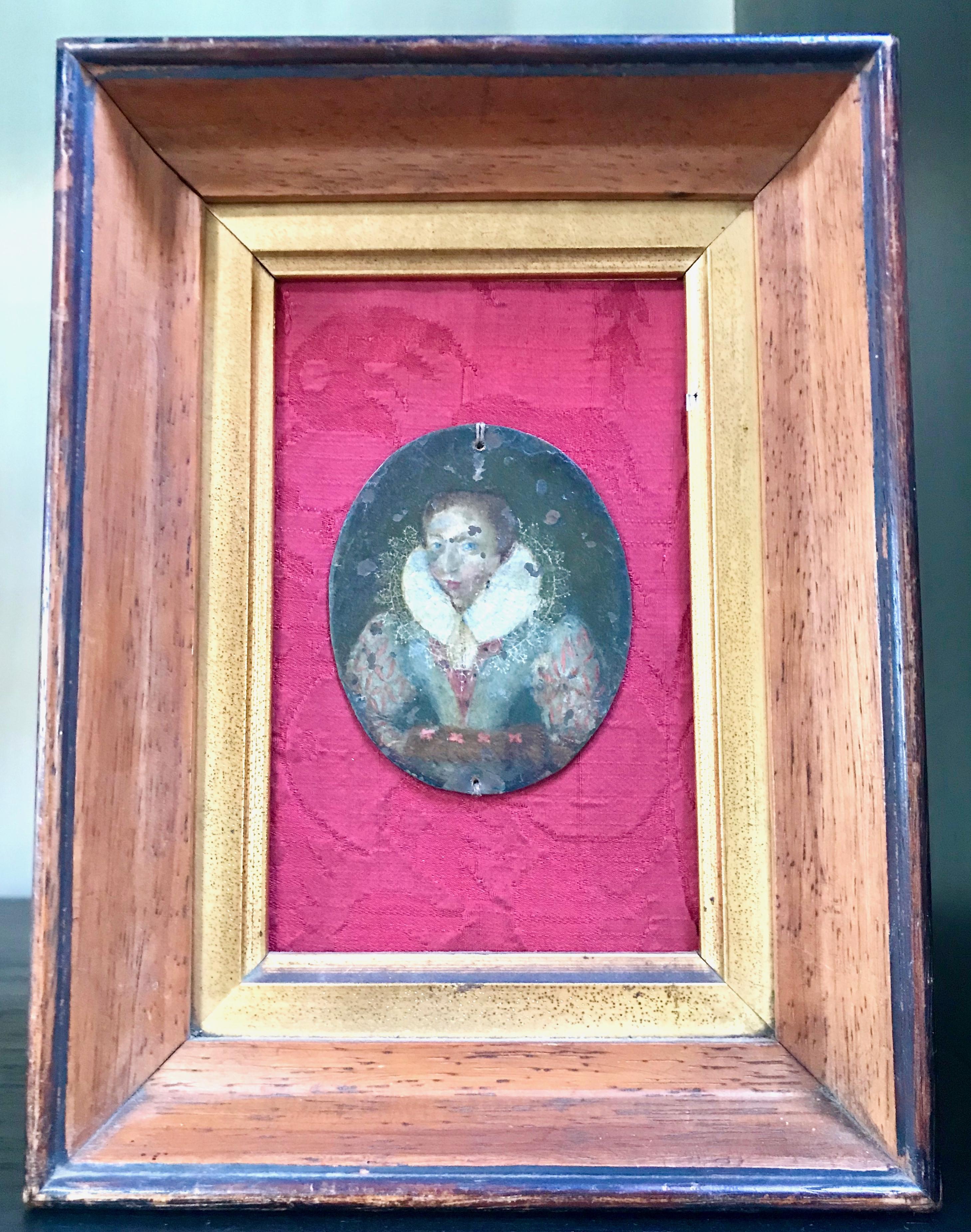 A school of Frans Pourbus The Younger (Flemish, 1579-1622), 17th century Baroque Miniature painting in vitreous enamel on copper of a noblewoman.
Miniature portraits to carry as a personal memento was the height of fashion for the wealthy in the