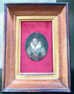 17th C. Flemish Miniature Portrait on Copper After Frans Pourbus the Younger