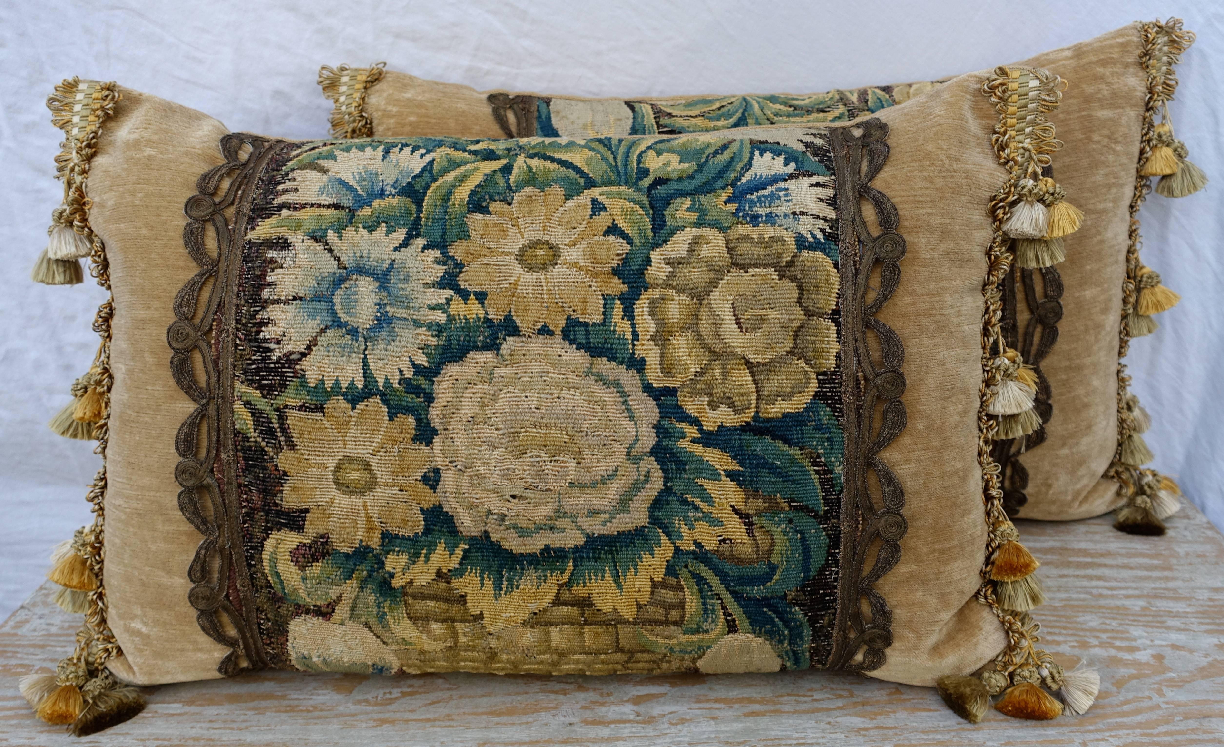 French 17th Century Flemish Tapestry Pillows by Melissa Levinson