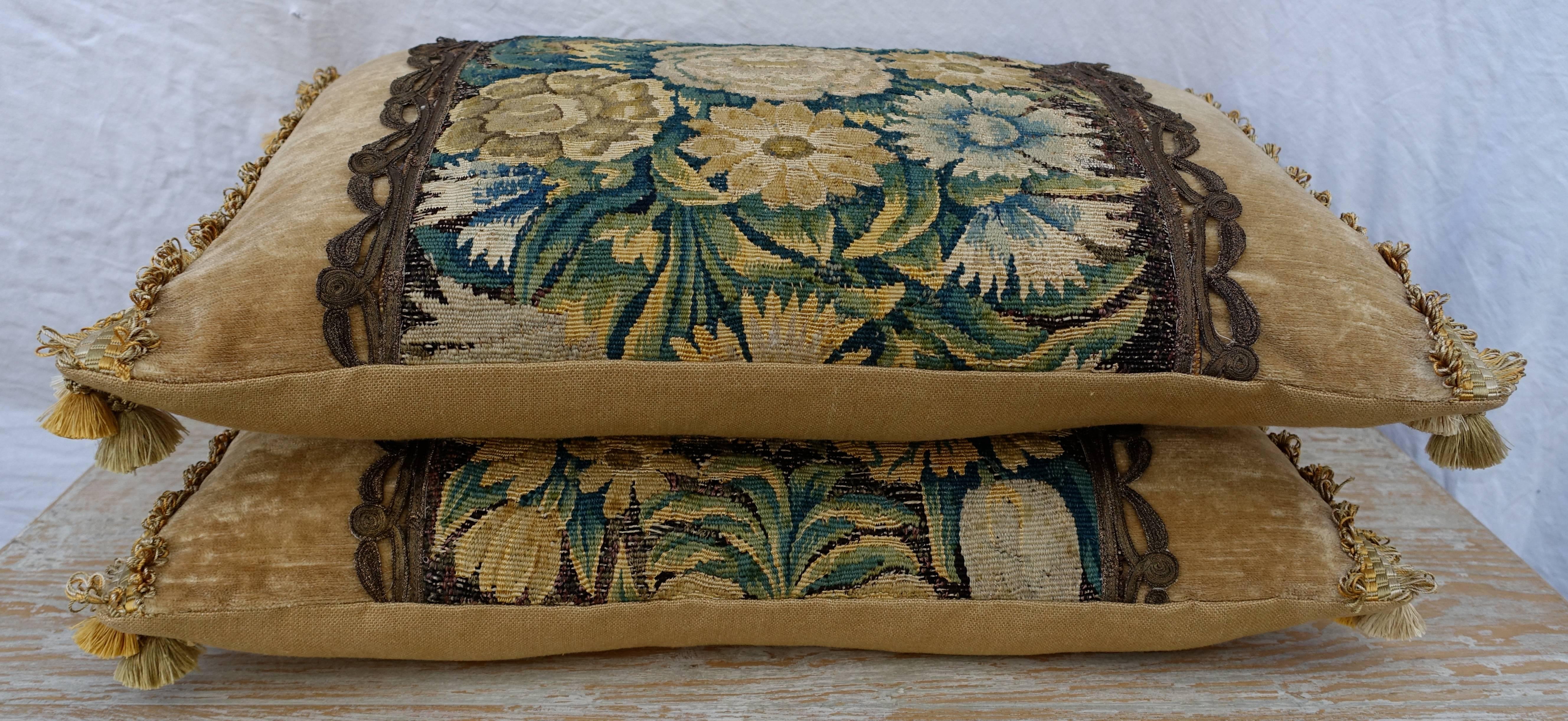 17th Century Flemish Tapestry Pillows by Melissa Levinson In Excellent Condition In Los Angeles, CA