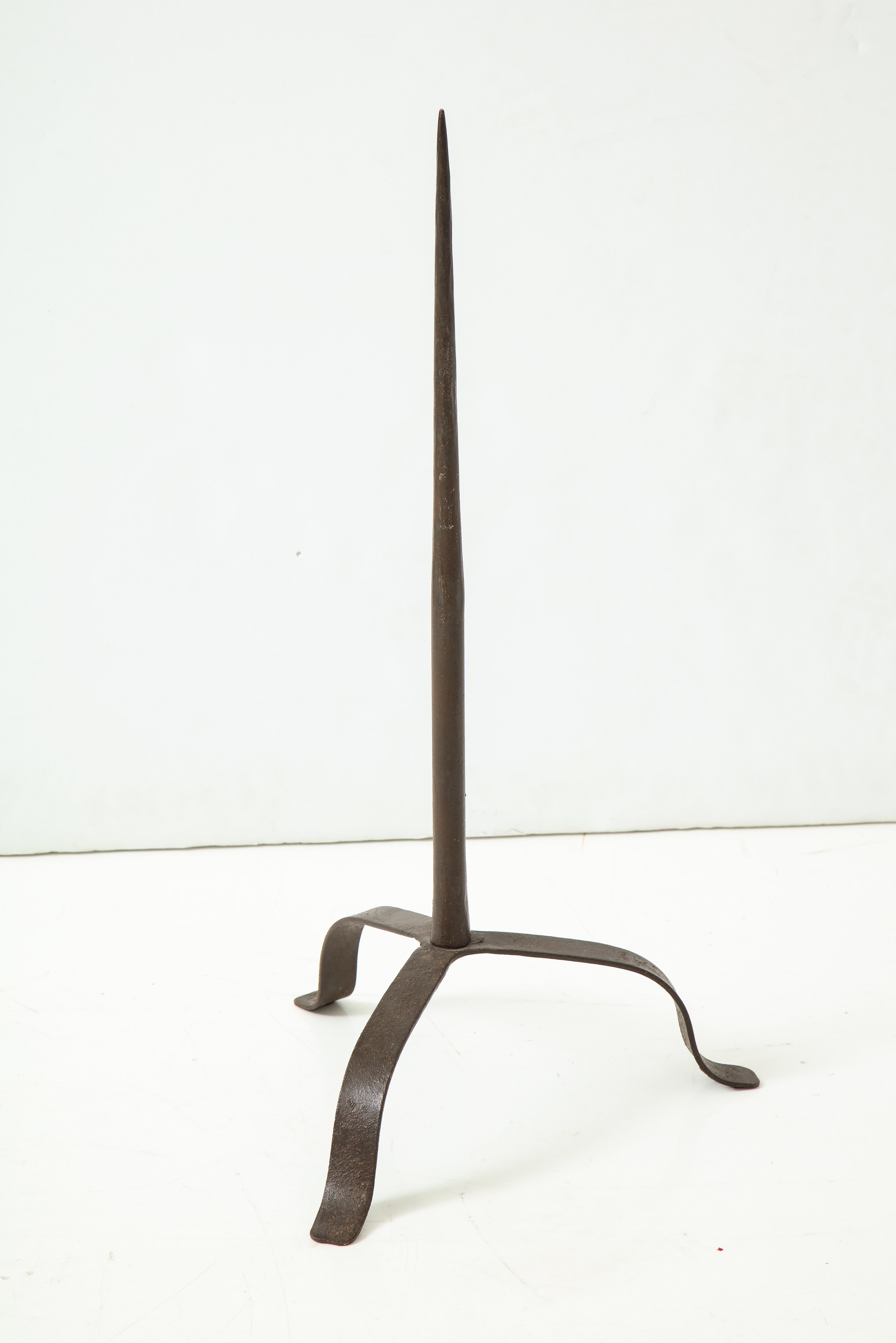 17th century French or Italian forged iron pricket candlestick.
Measures: H 25.75.