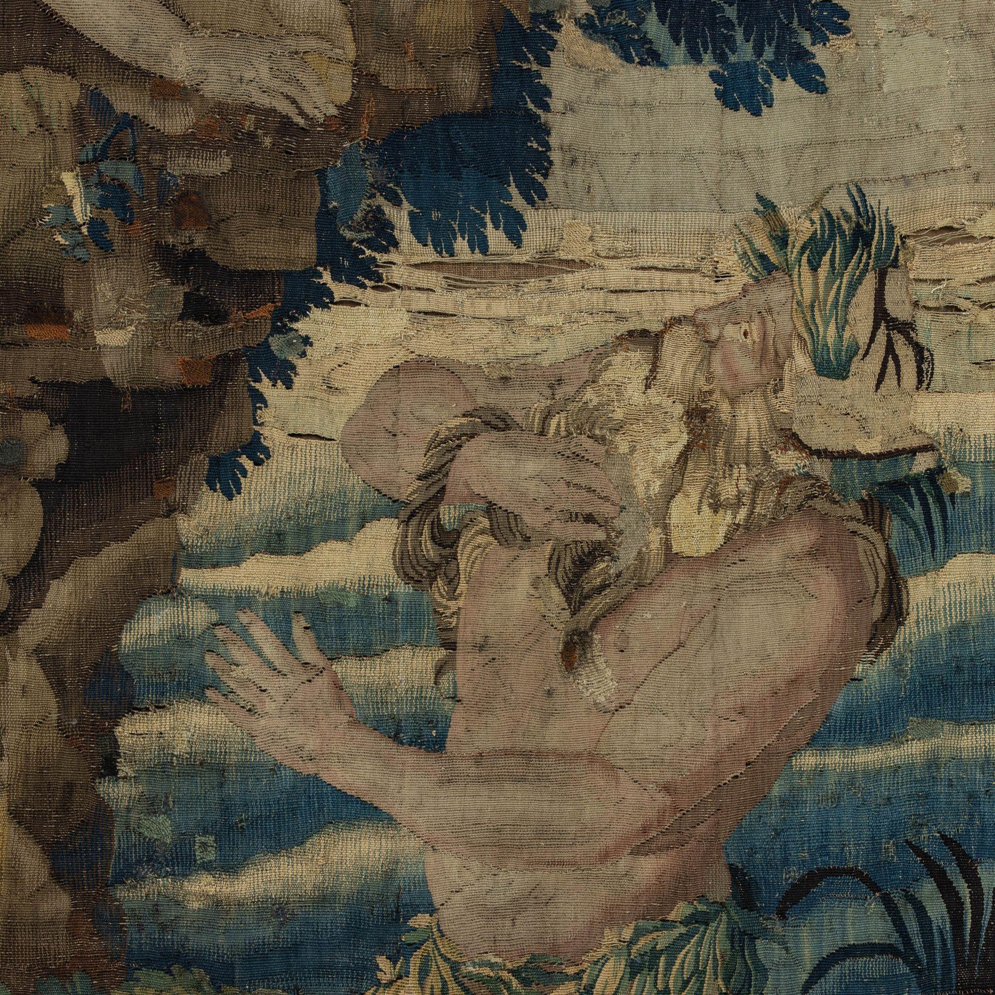 17th c. French Aubusson Tapestry Fragment For Sale 7