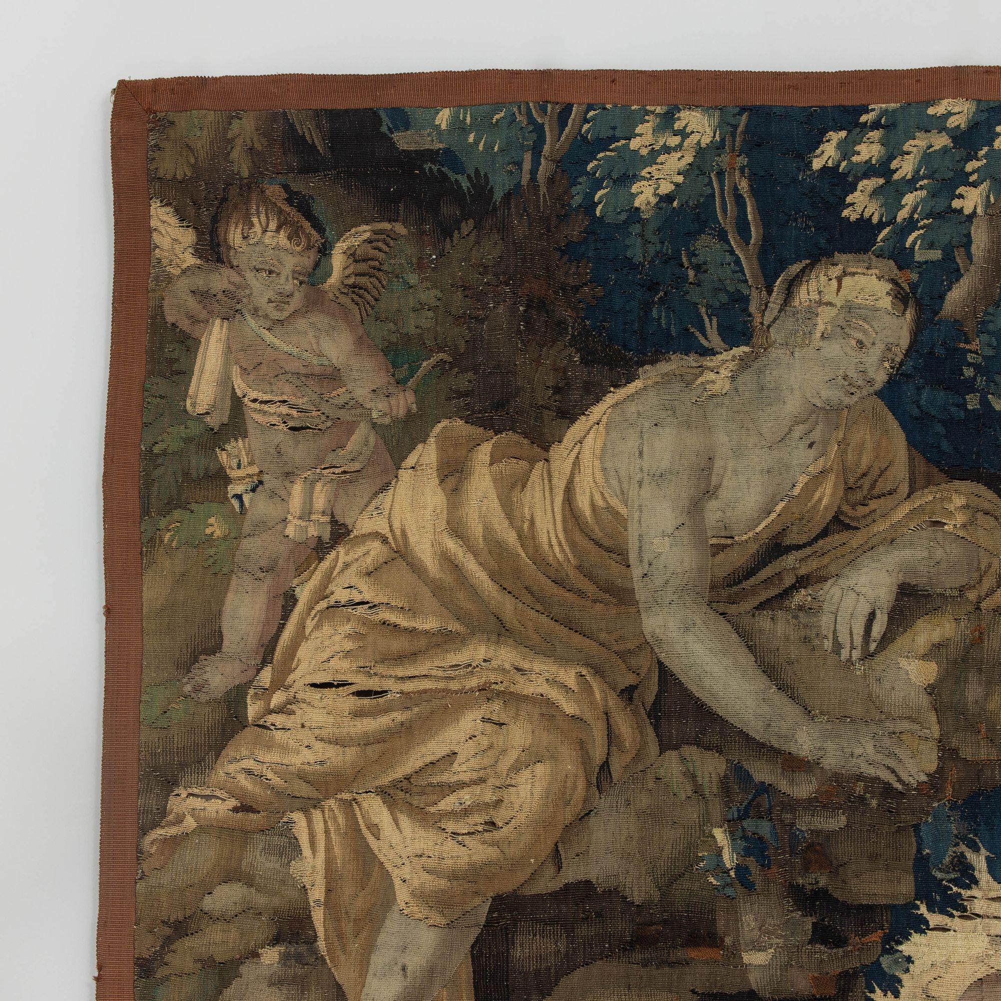 Hand-Woven 17th c. French Aubusson Tapestry Fragment For Sale