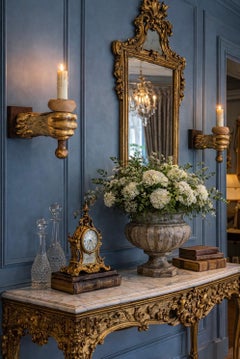 17th-C. French Baroque Lion’s Carved Giltwood Lion’s Paw Sconces - Pair